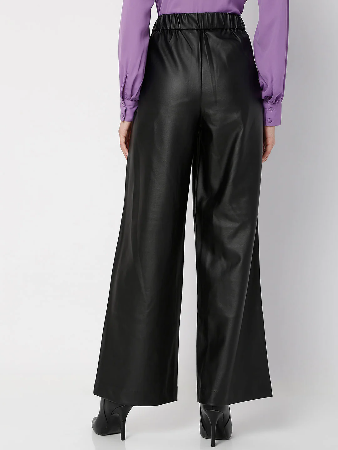 Black High Rise Wide Leg Pants - Image 4