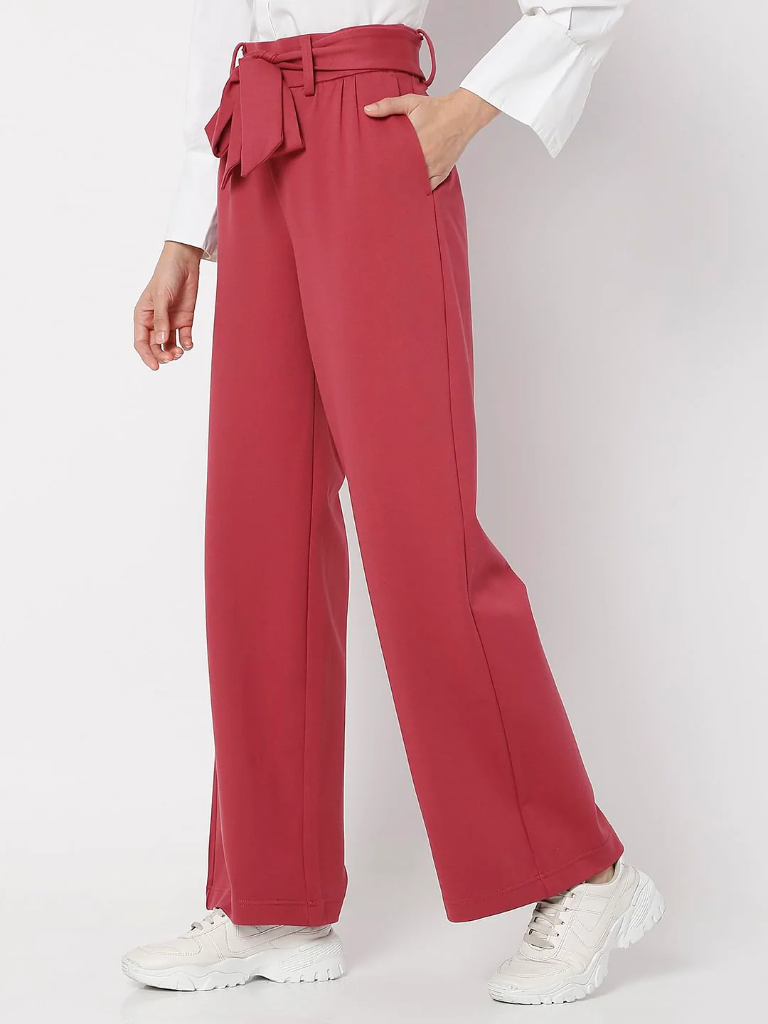Red High Rise Co-Ord Pants - Image 3