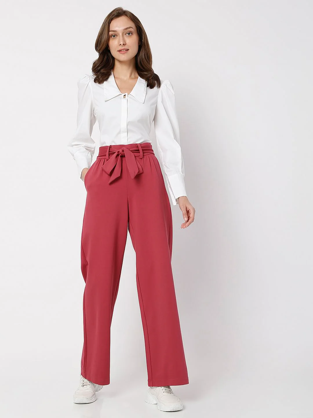 Red High Rise Co-Ord Pants - Image 6