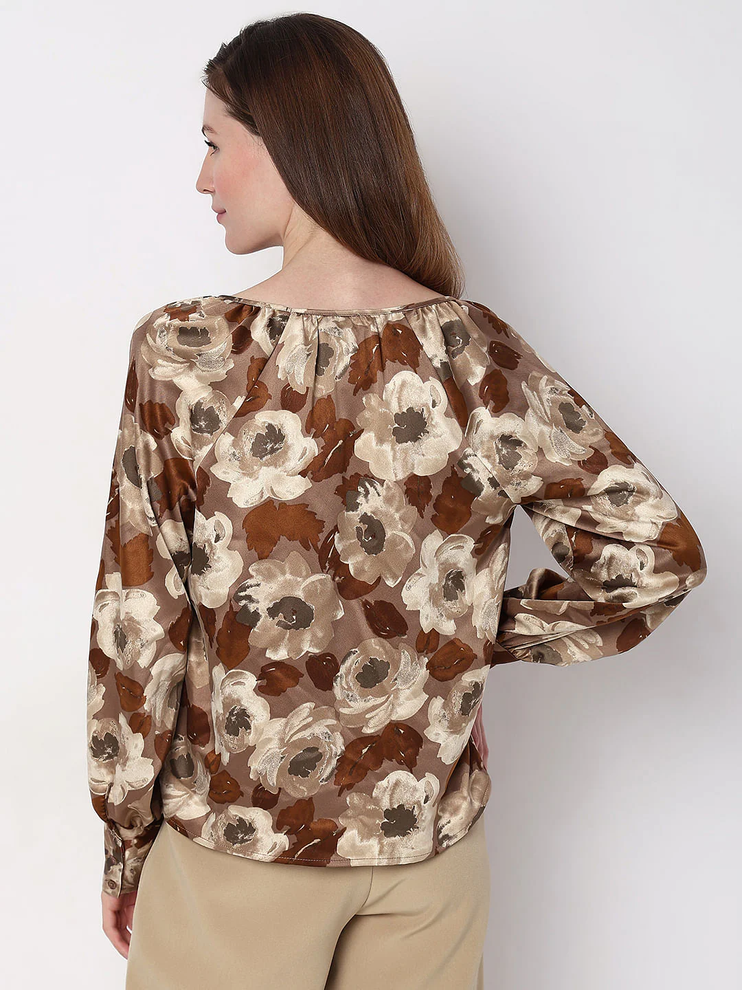 Brown Floral Print Top - Image 4