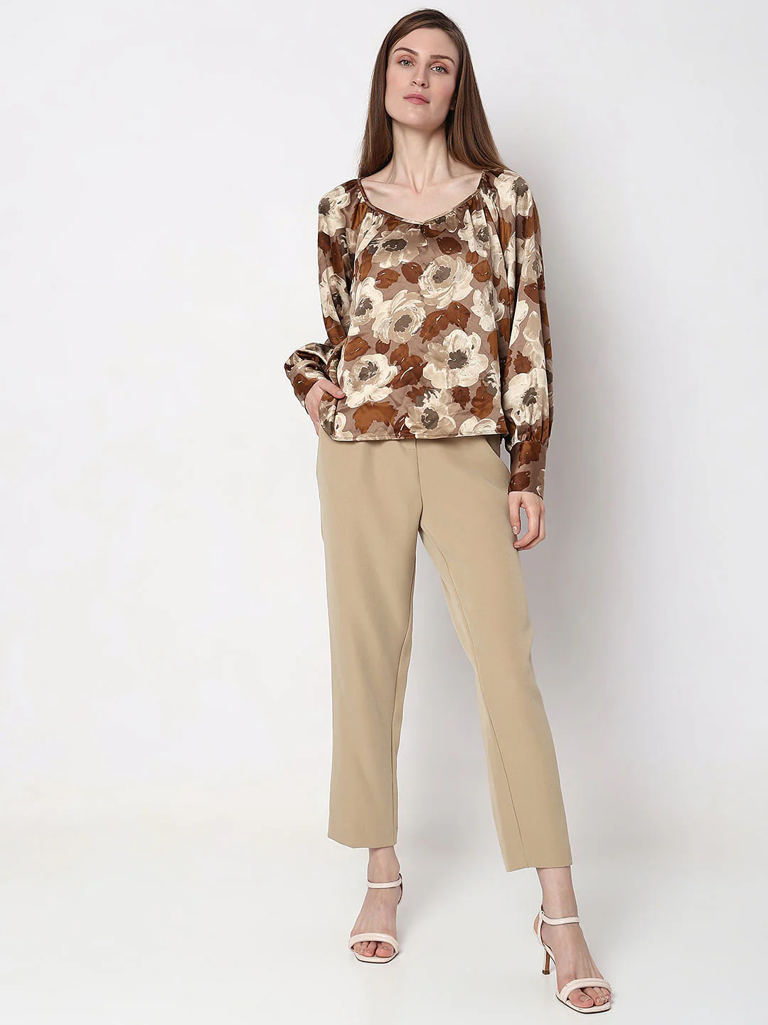 Brown Floral Print Top - Image 5