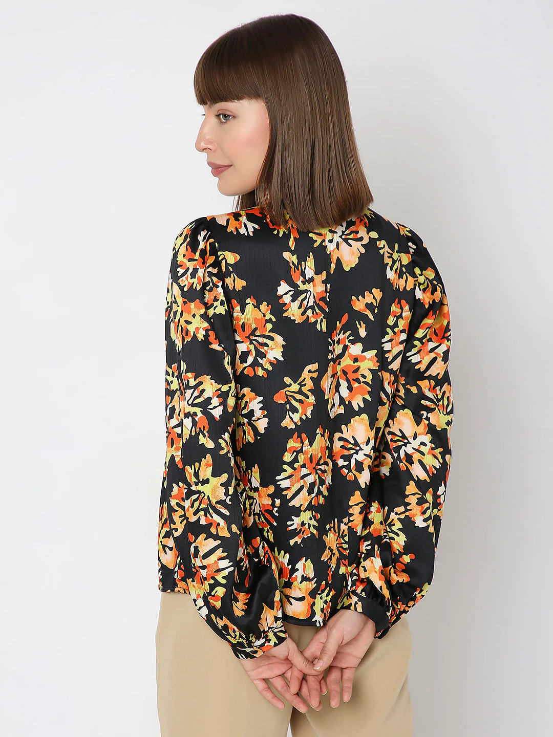 Black Floral Print Top - Image 4