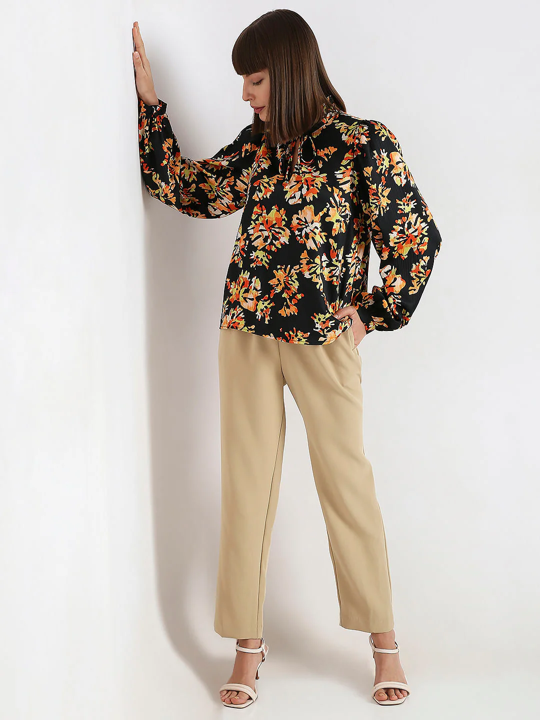 Black Floral Print Top - Image 5