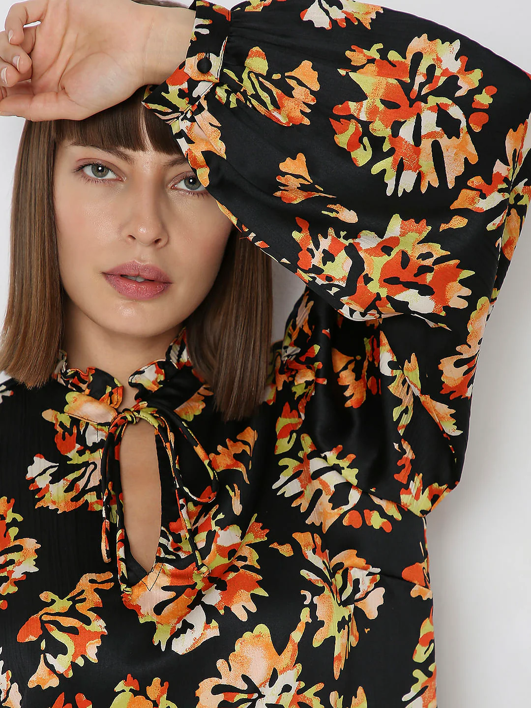 Black Floral Print Top - Image 6