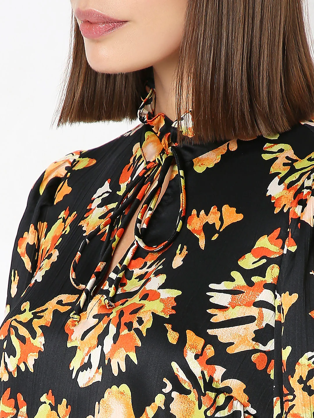 Black Floral Print Top - Image 8