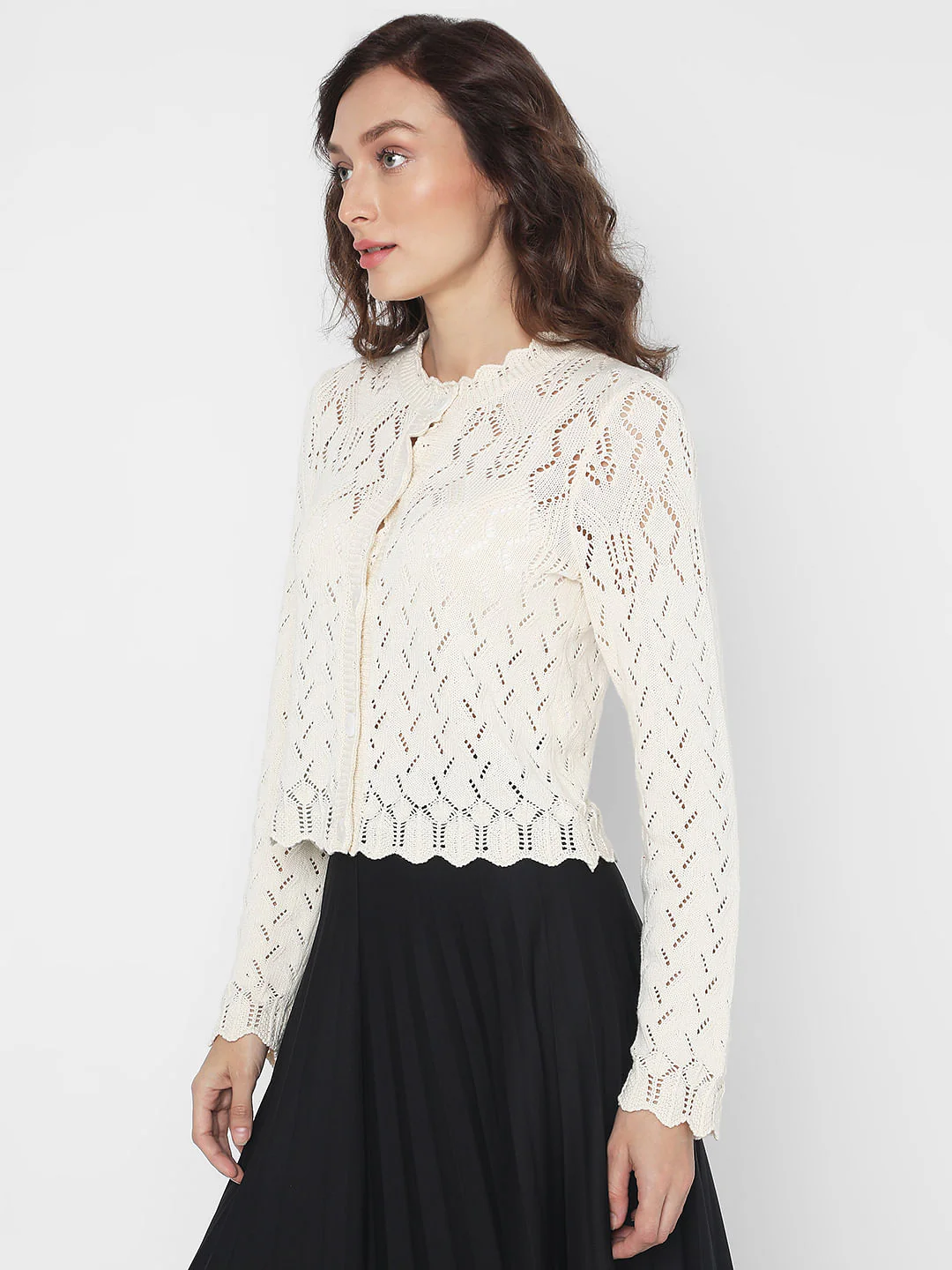 Beige Pointelle Cardigan - Image 3