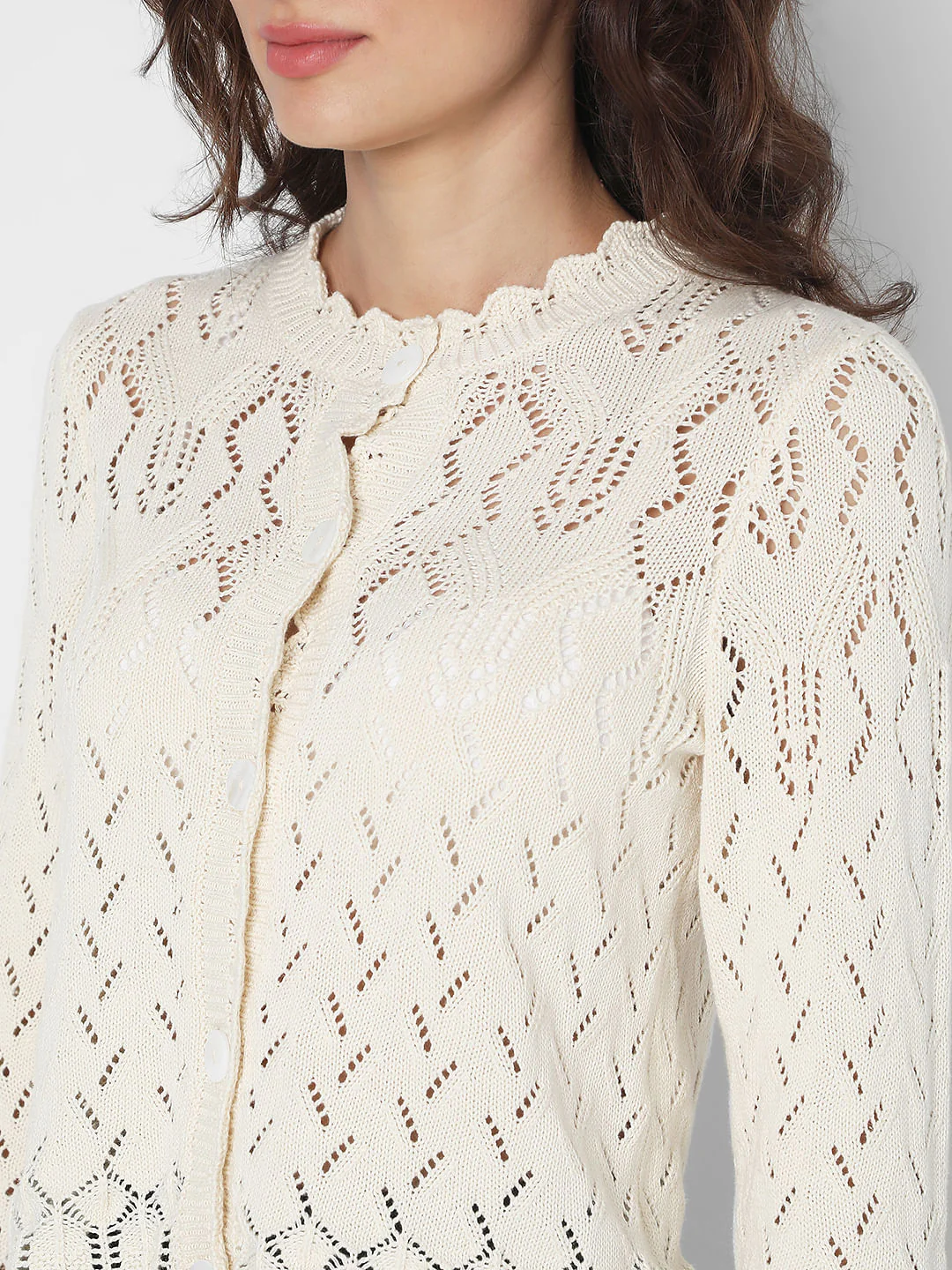 Beige Pointelle Cardigan - Image 6