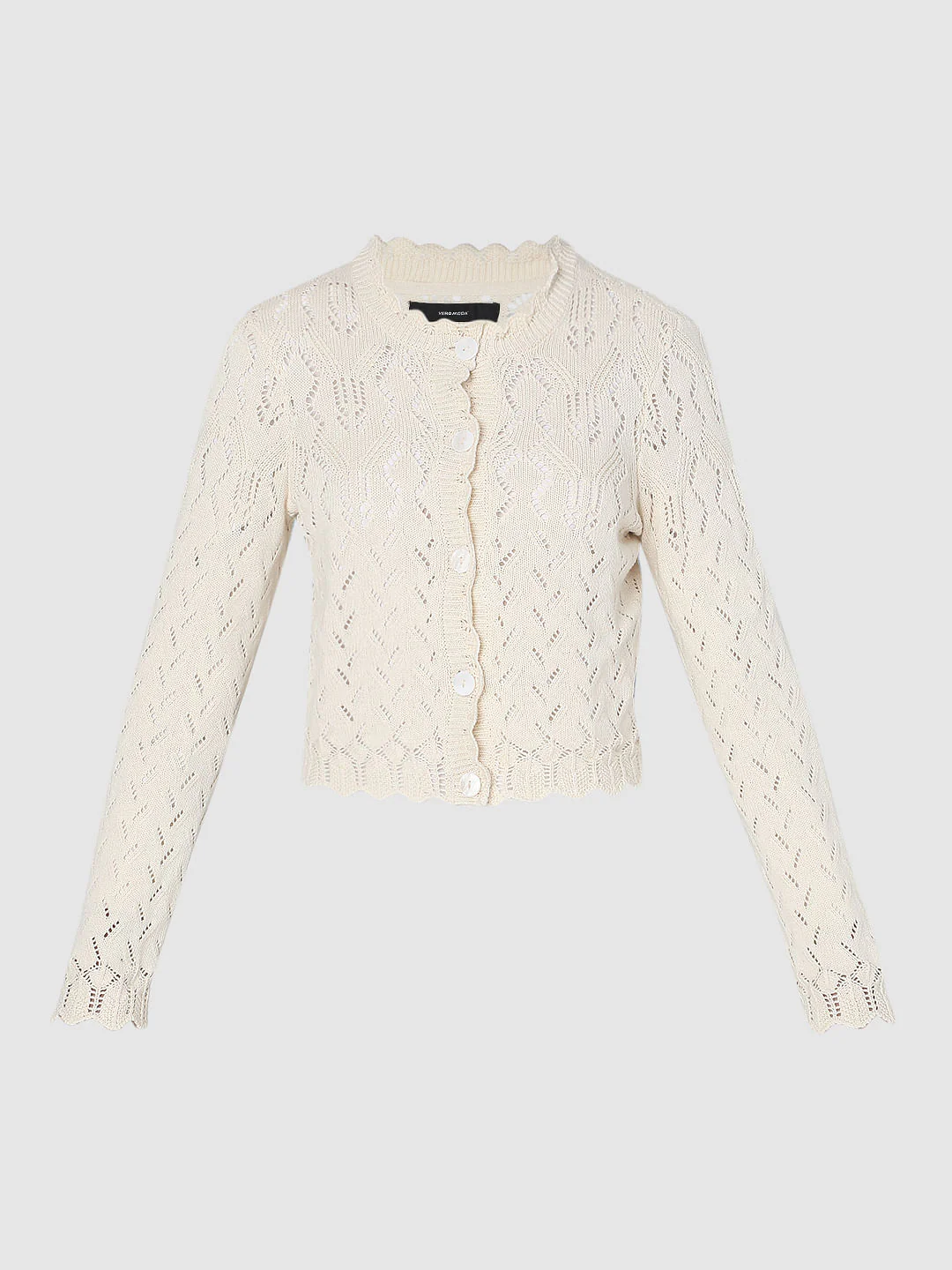 Beige Pointelle Cardigan - Image 7