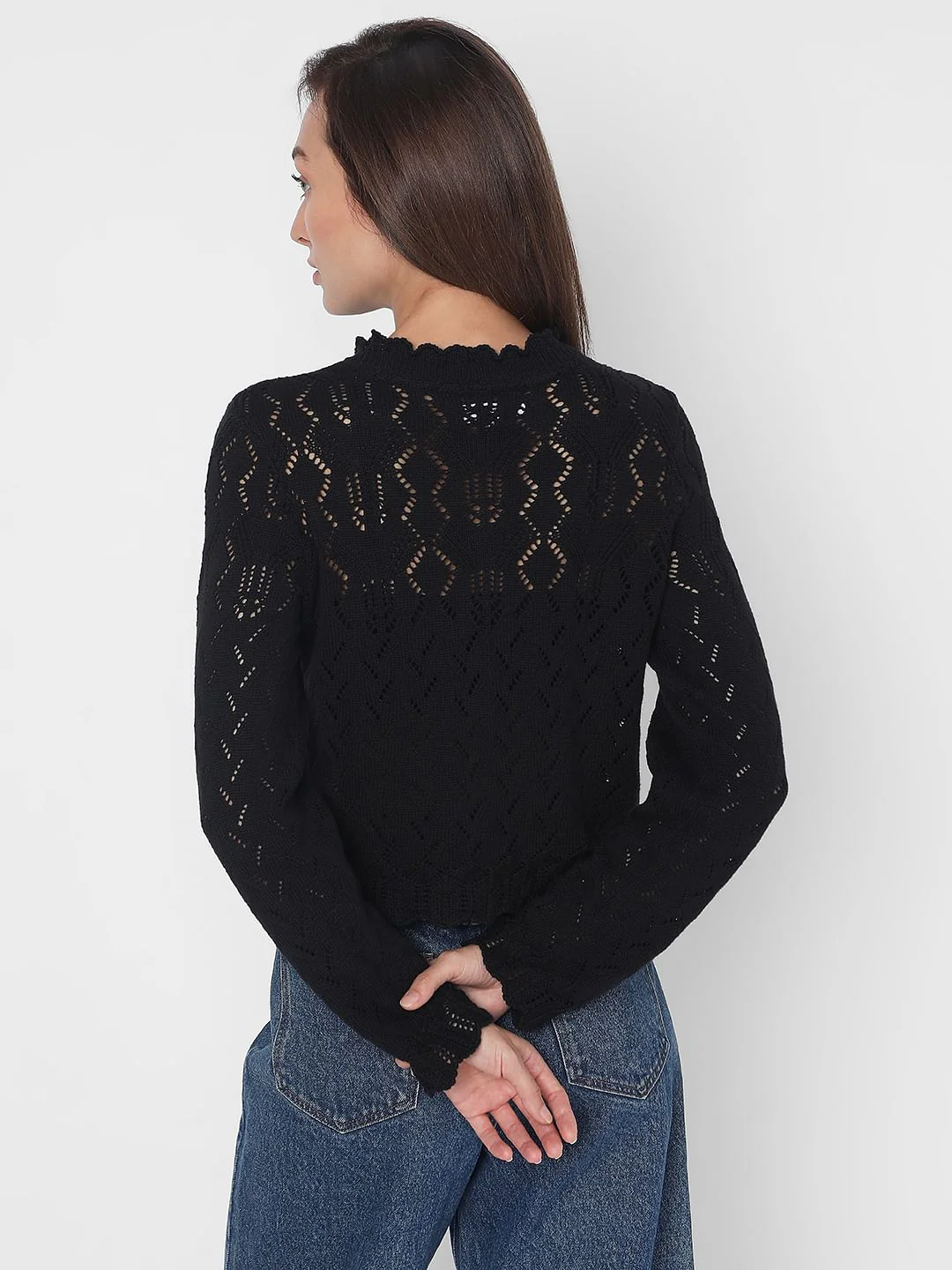 Black Pointelle Cardigan - Image 4