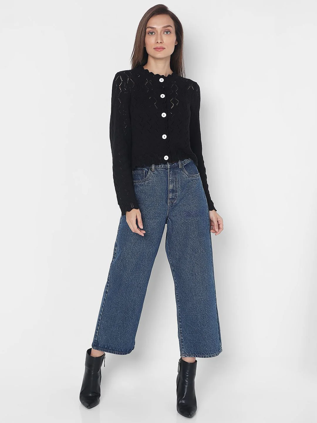 Black Pointelle Cardigan - Image 5
