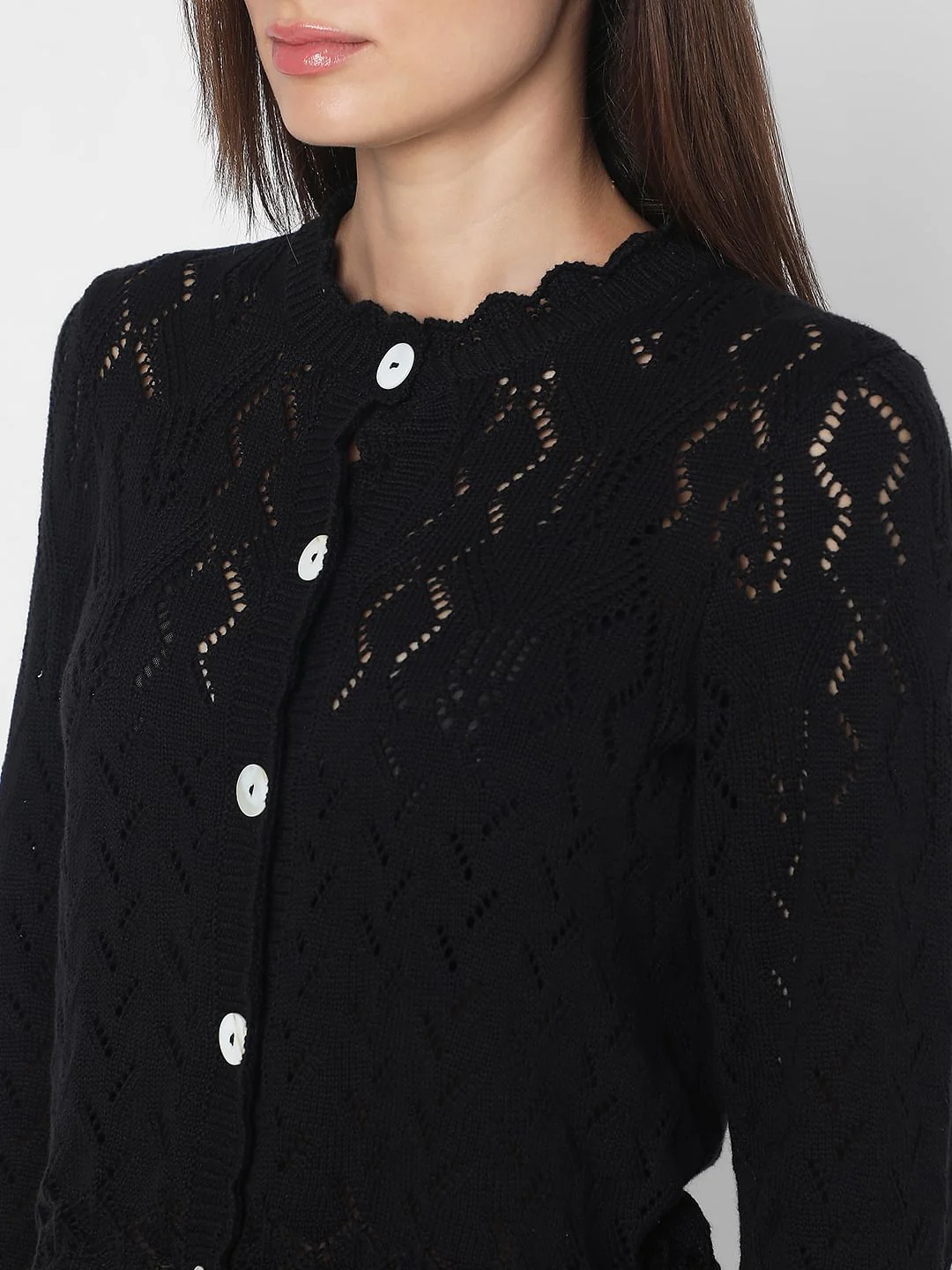Black Pointelle Cardigan - Image 8