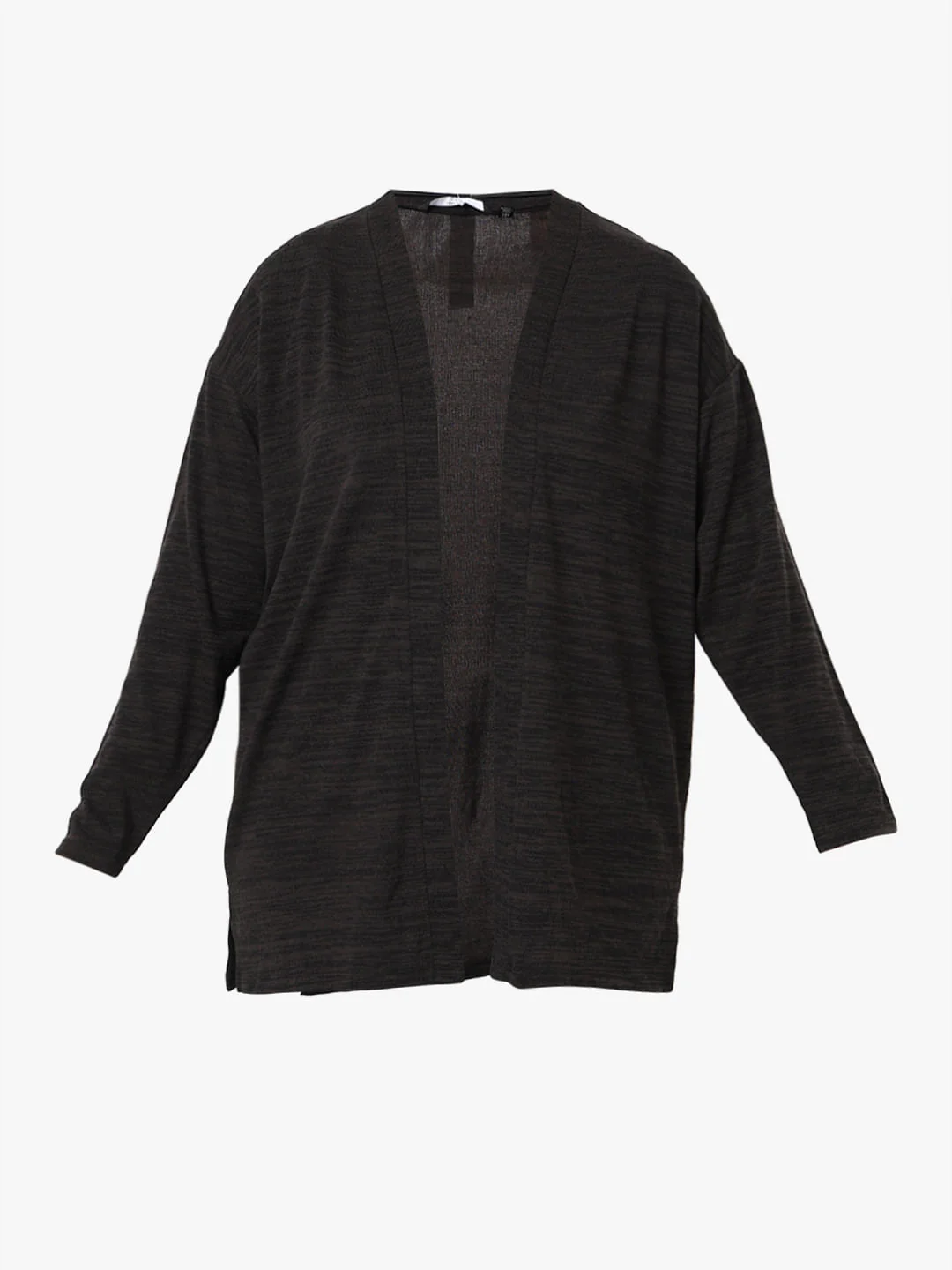 Curve Black Melange Front Open Cardigan - Image 7