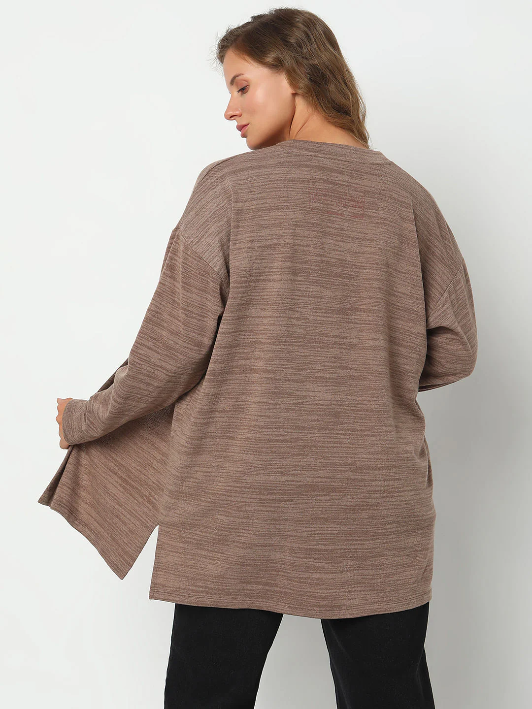 Curve Brown Front-Open Cardigan - Image 4