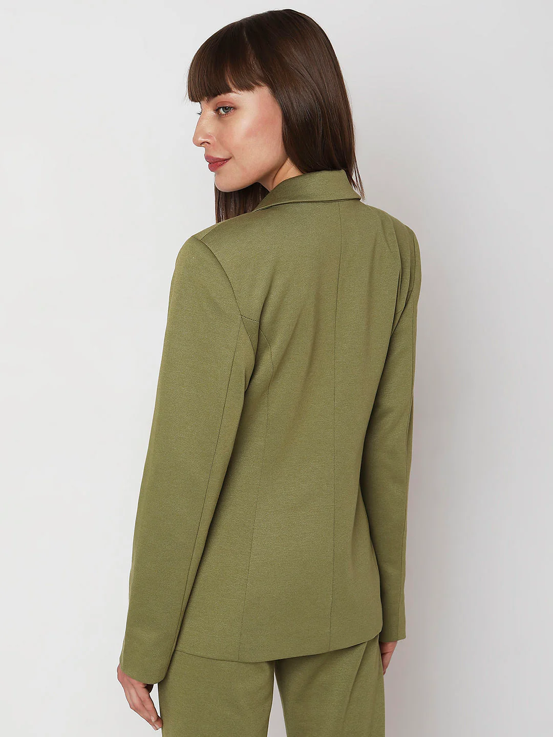 Olive Green Co-Ord Set Formal Blazer - Image 4