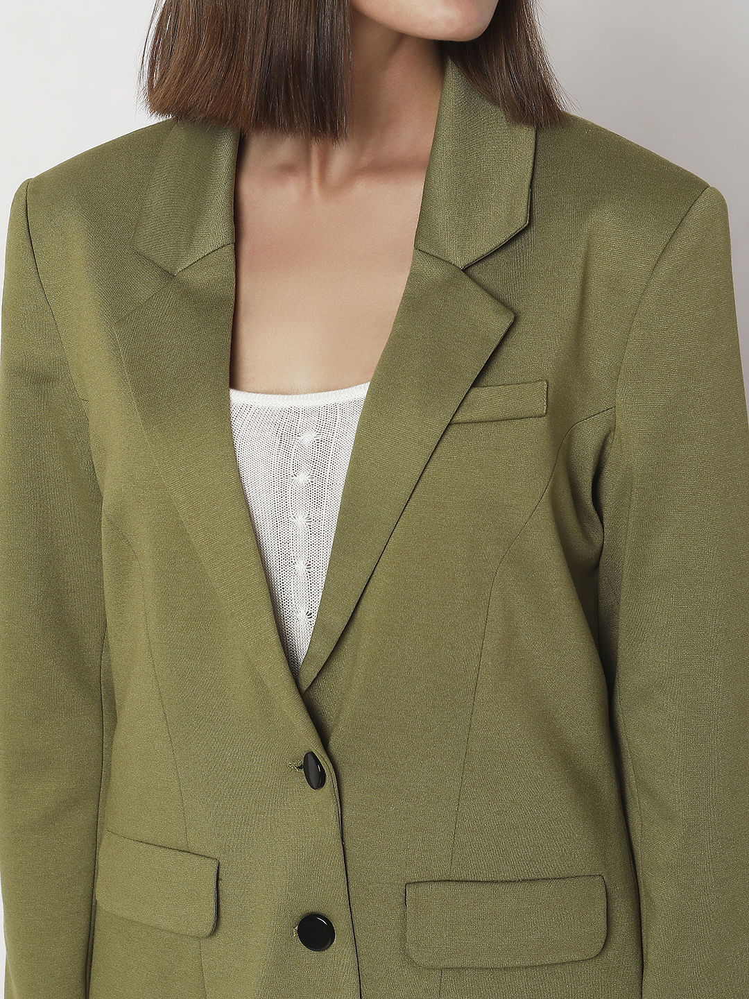 Olive Green Co-Ord Set Formal Blazer - Image 6