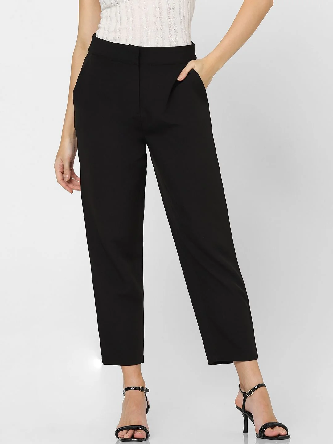 Black High Rise Straight Fit Pants - Image 2