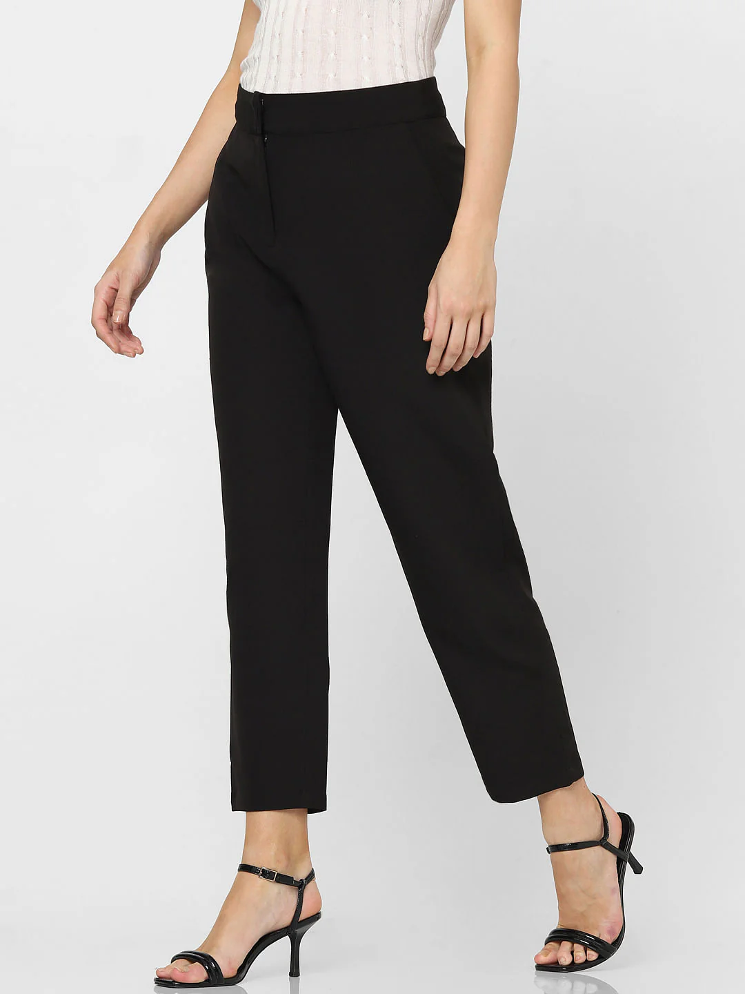 Black High Rise Straight Fit Pants - Image 3