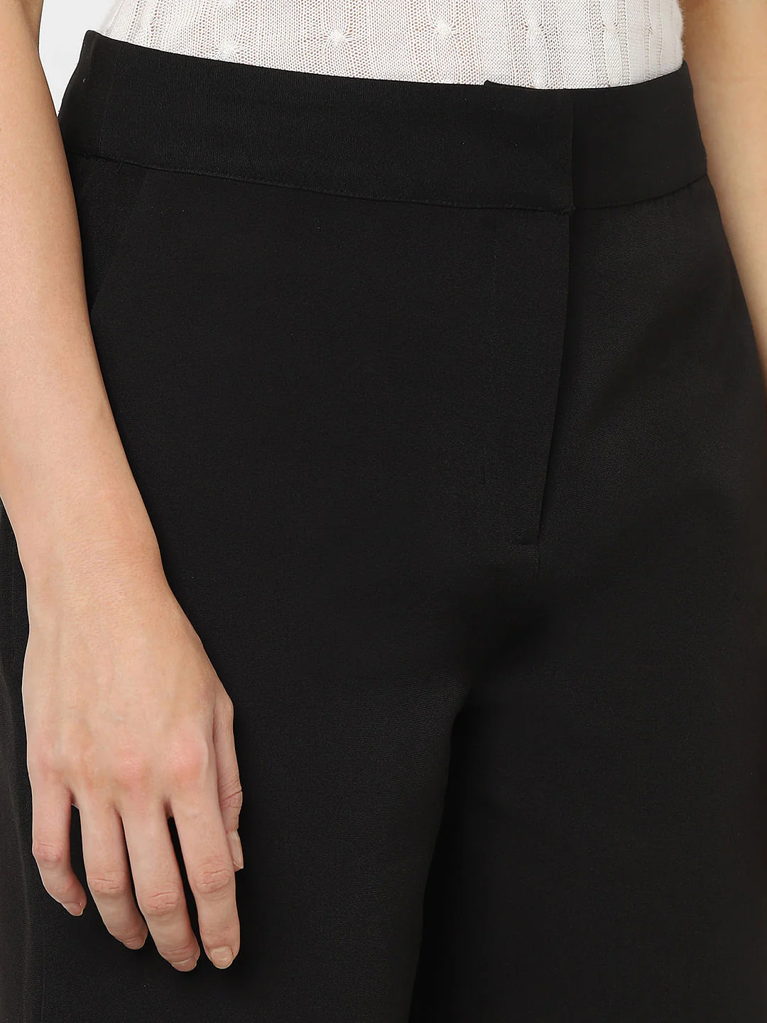 Black High Rise Straight Fit Pants - Image 5