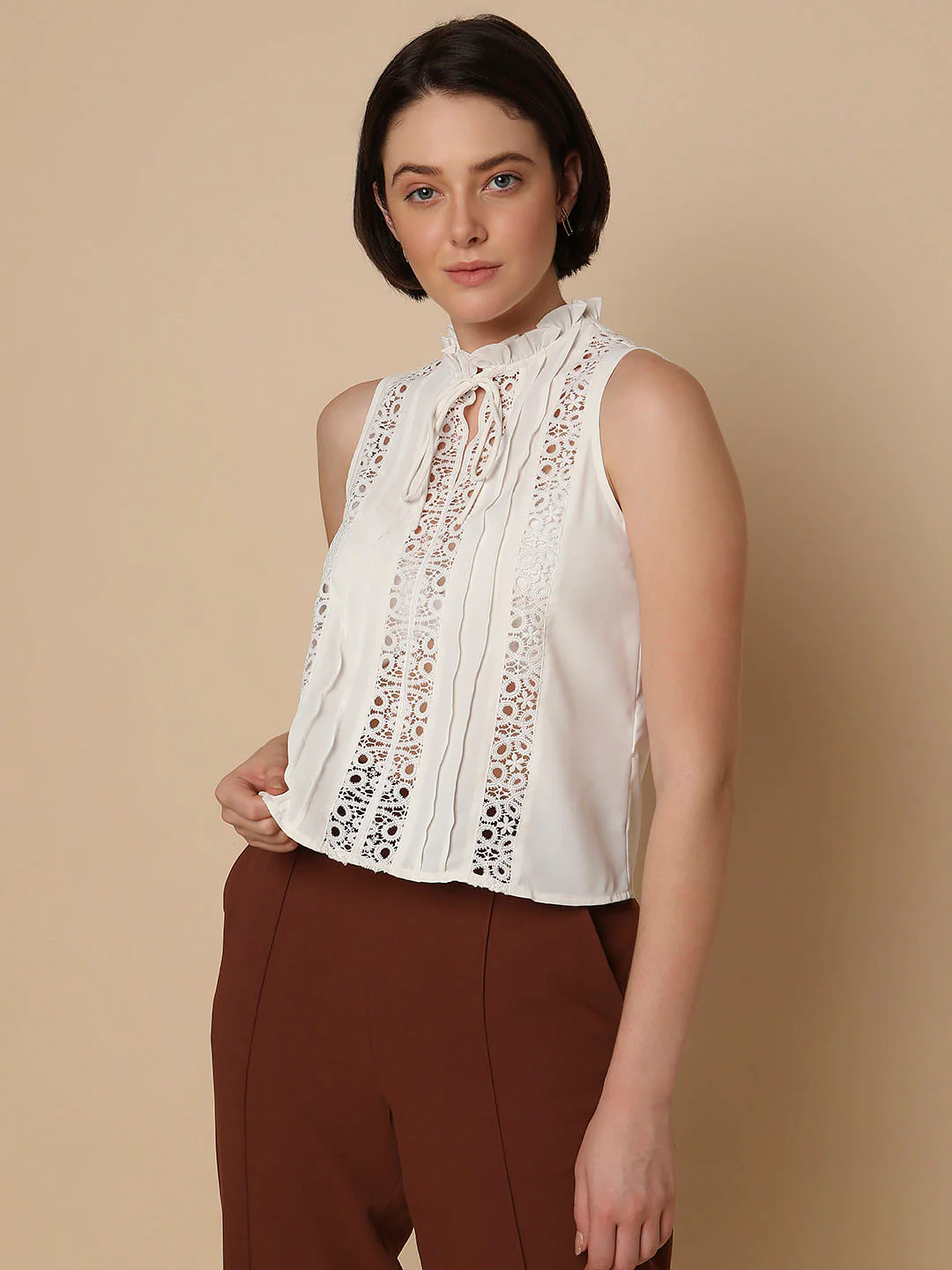White Lace Insert Top - Image 2
