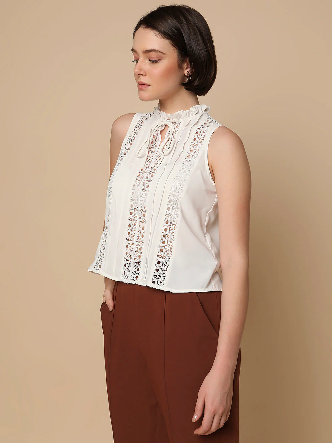 White Lace Insert Top - Image 3