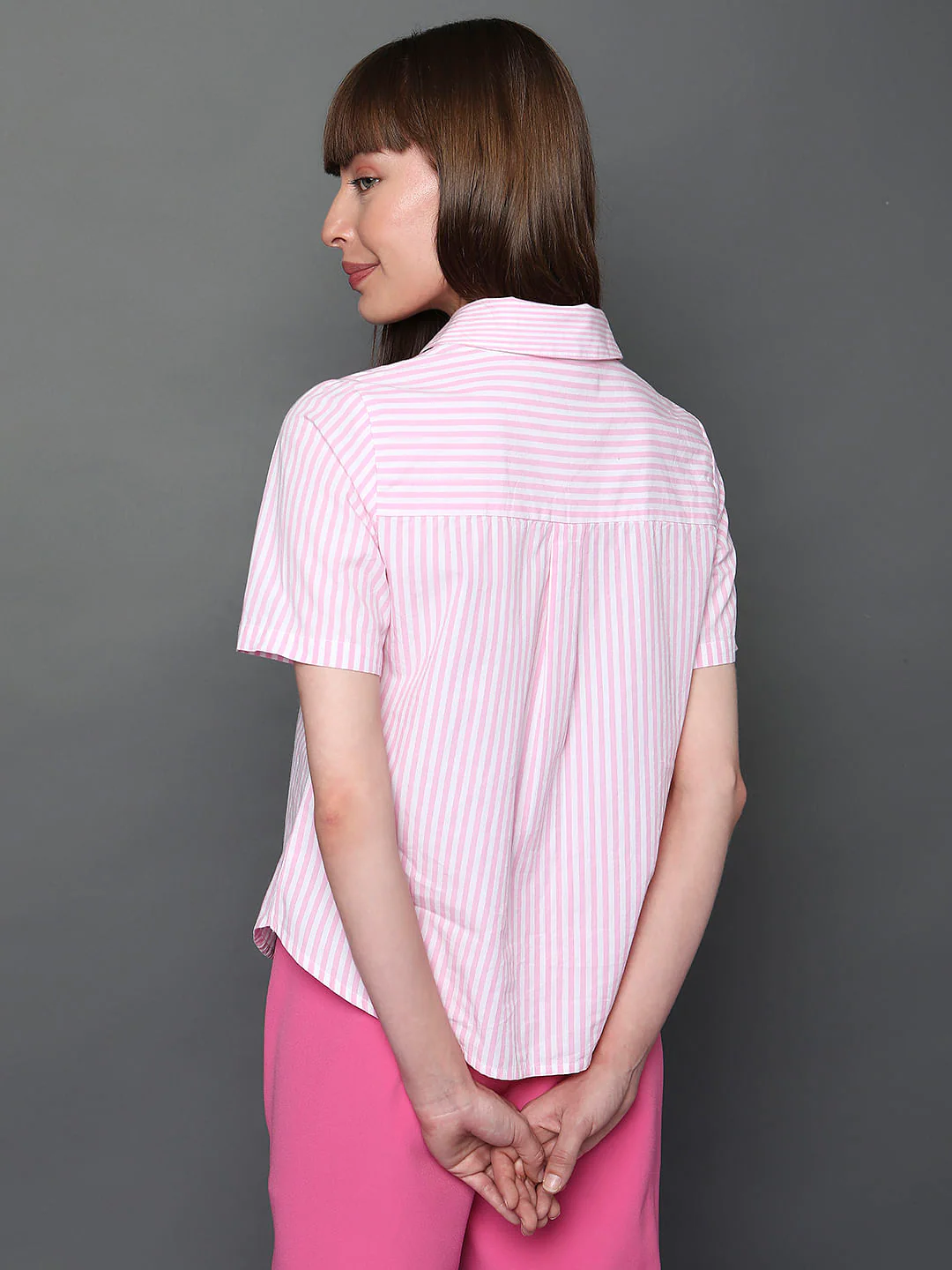 Pink Striped Short Sleeves Shirt - Image 4