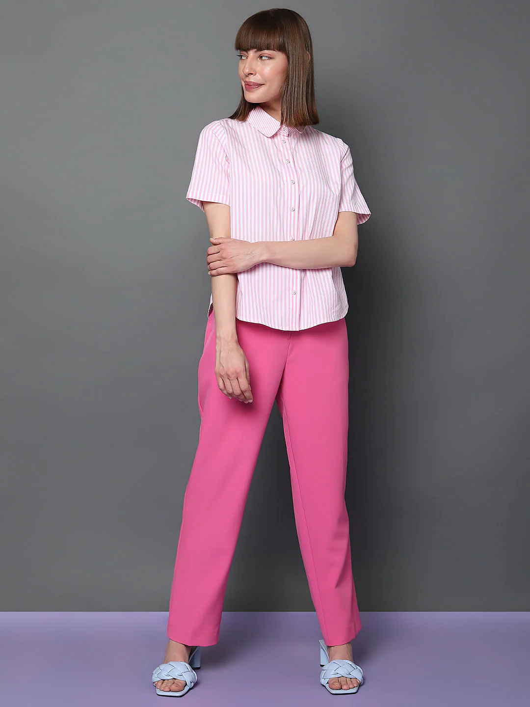 Pink Striped Short Sleeves Shirt - Image 5