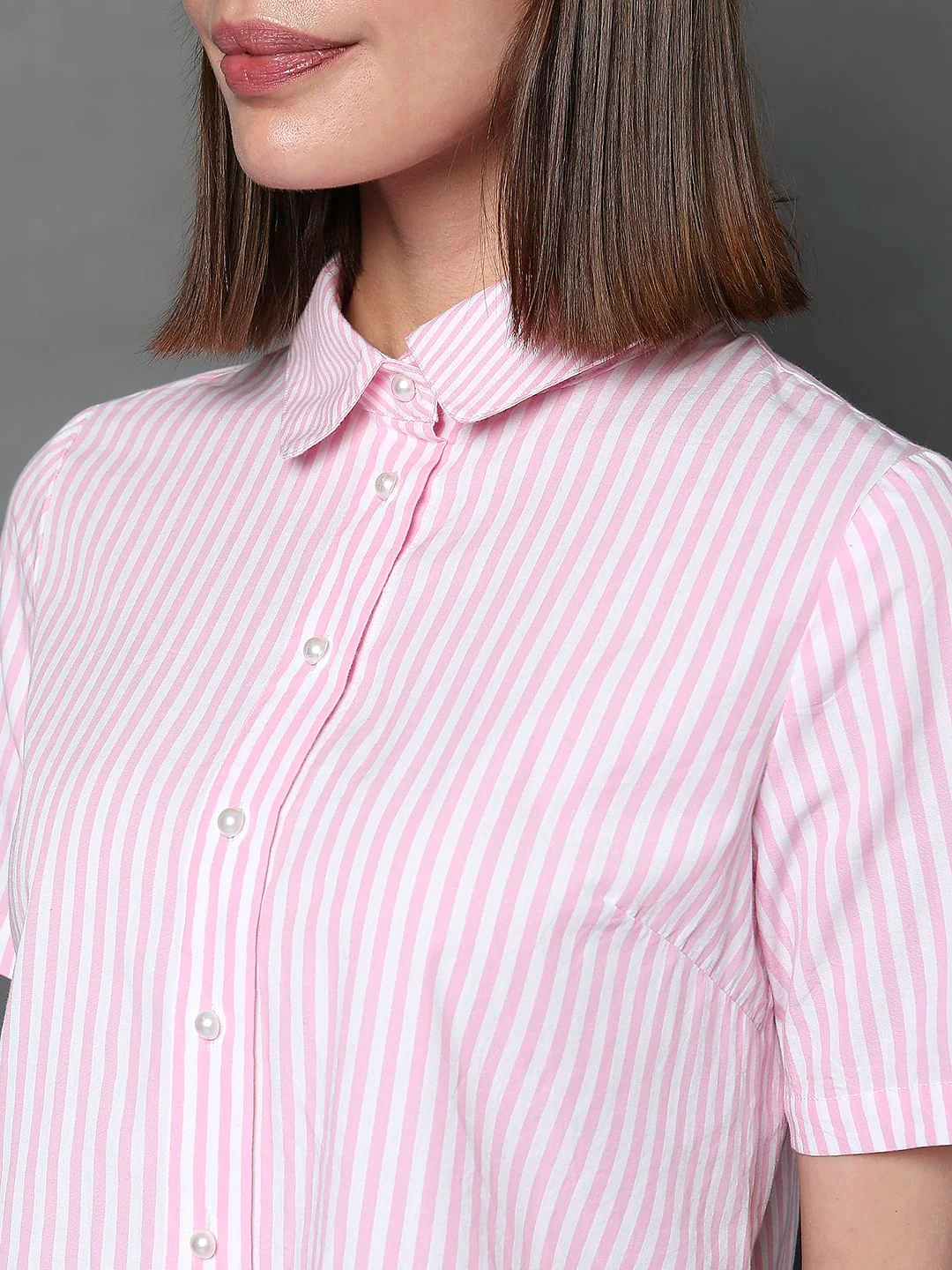 Pink Striped Short Sleeves Shirt - Image 8