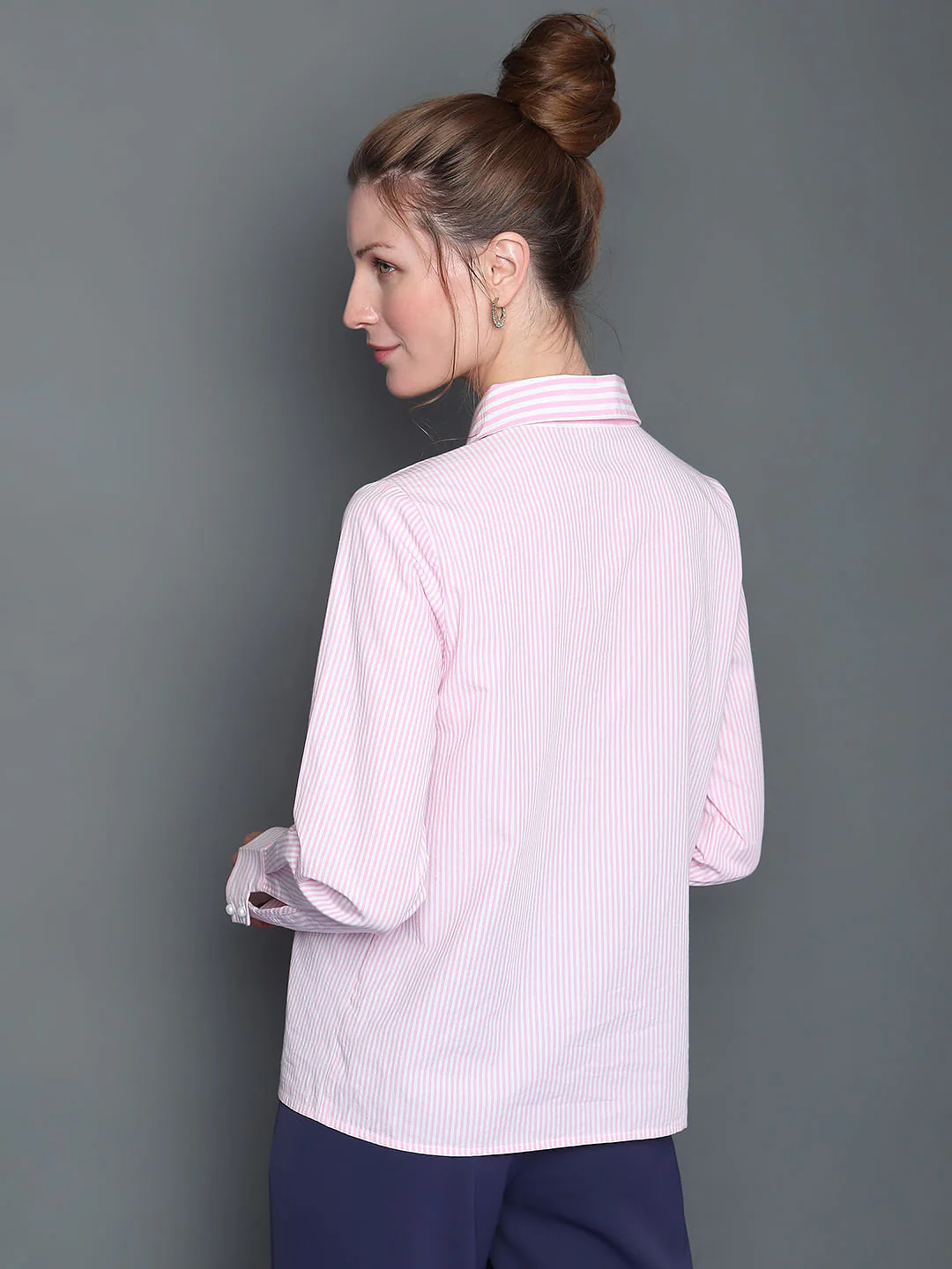 Pink Striped Full Sleeves Shirt - Image 4
