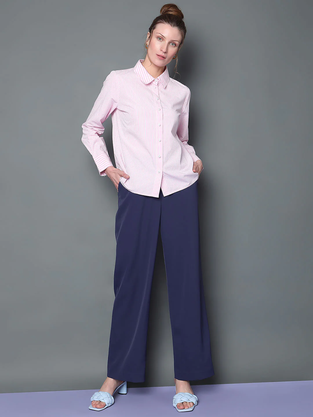 Pink Striped Full Sleeves Shirt - Image 5