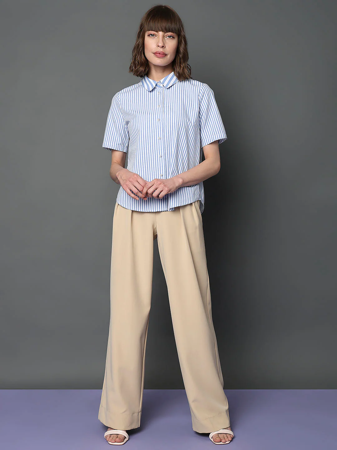 Blue Striped Short Sleeves Shirt - Image 5