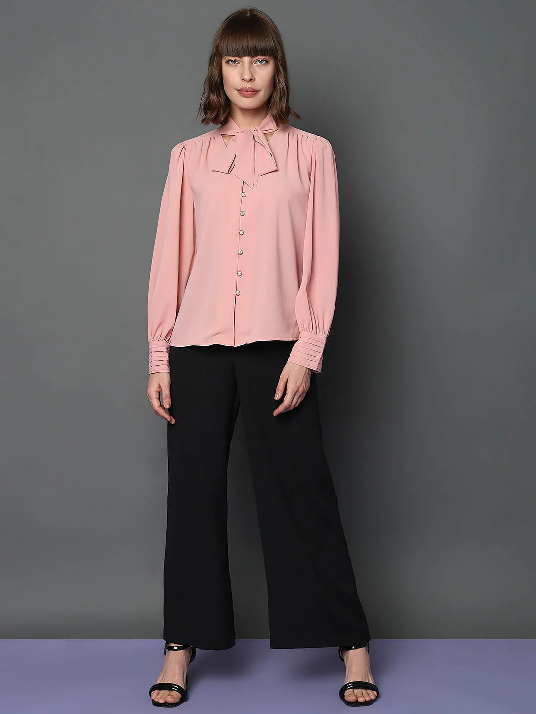 Pink Tie-Up Detail Shirt - Image 5