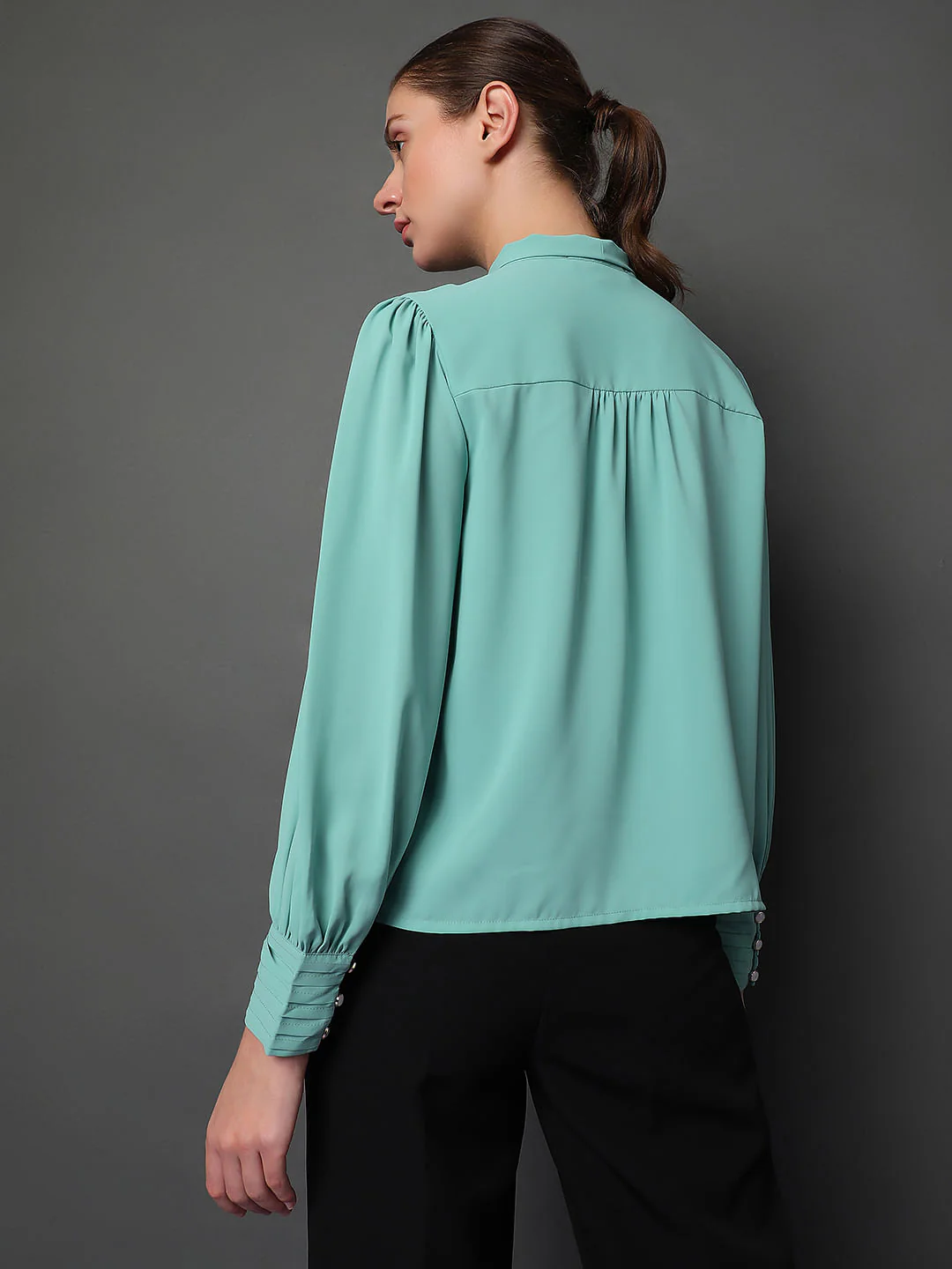 Blue Tie-Up Detail Shirt - Image 3