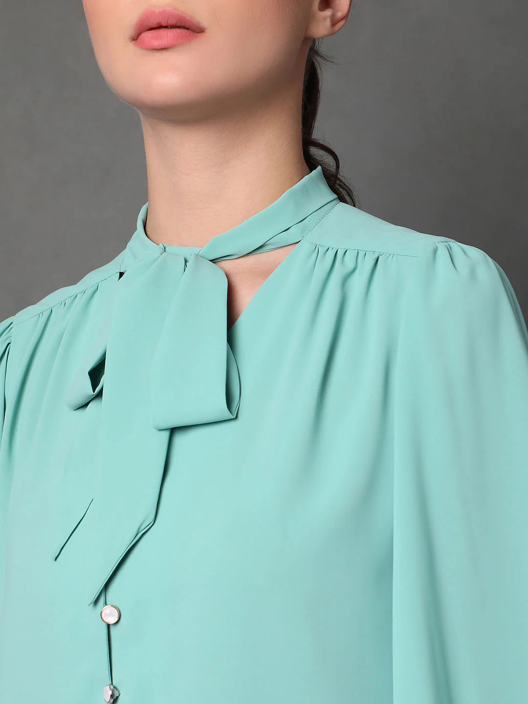 Blue Tie-Up Detail Shirt - Image 7