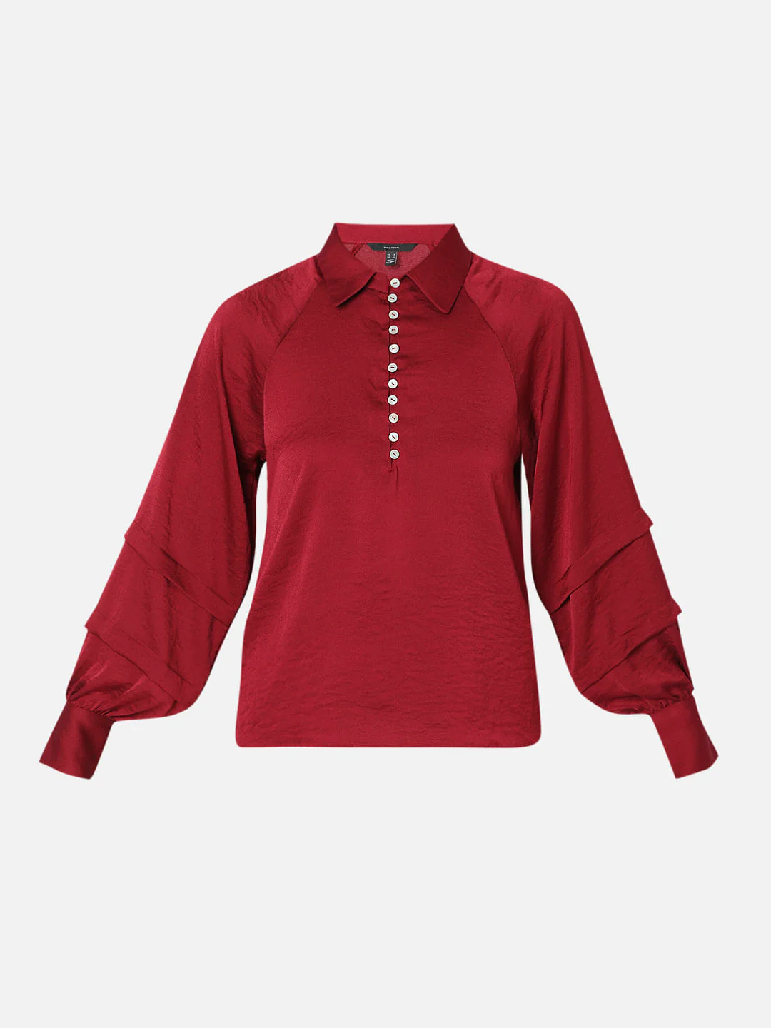 Maroon Pleated Sleeves Shirt - Image 7