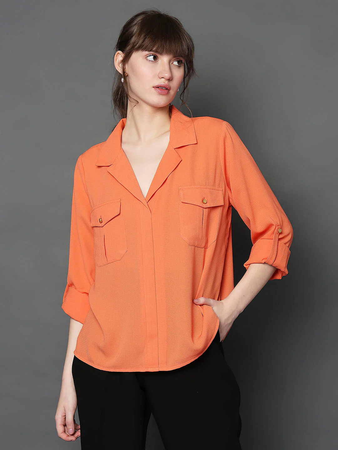 Coral Utility Pockets Shirt - Image 2