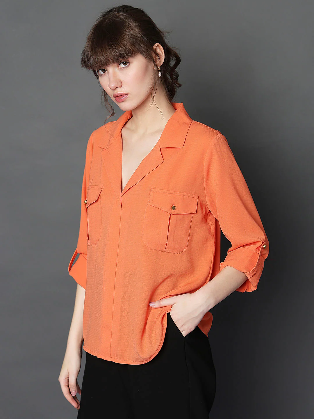 Coral Utility Pockets Shirt - Image 3