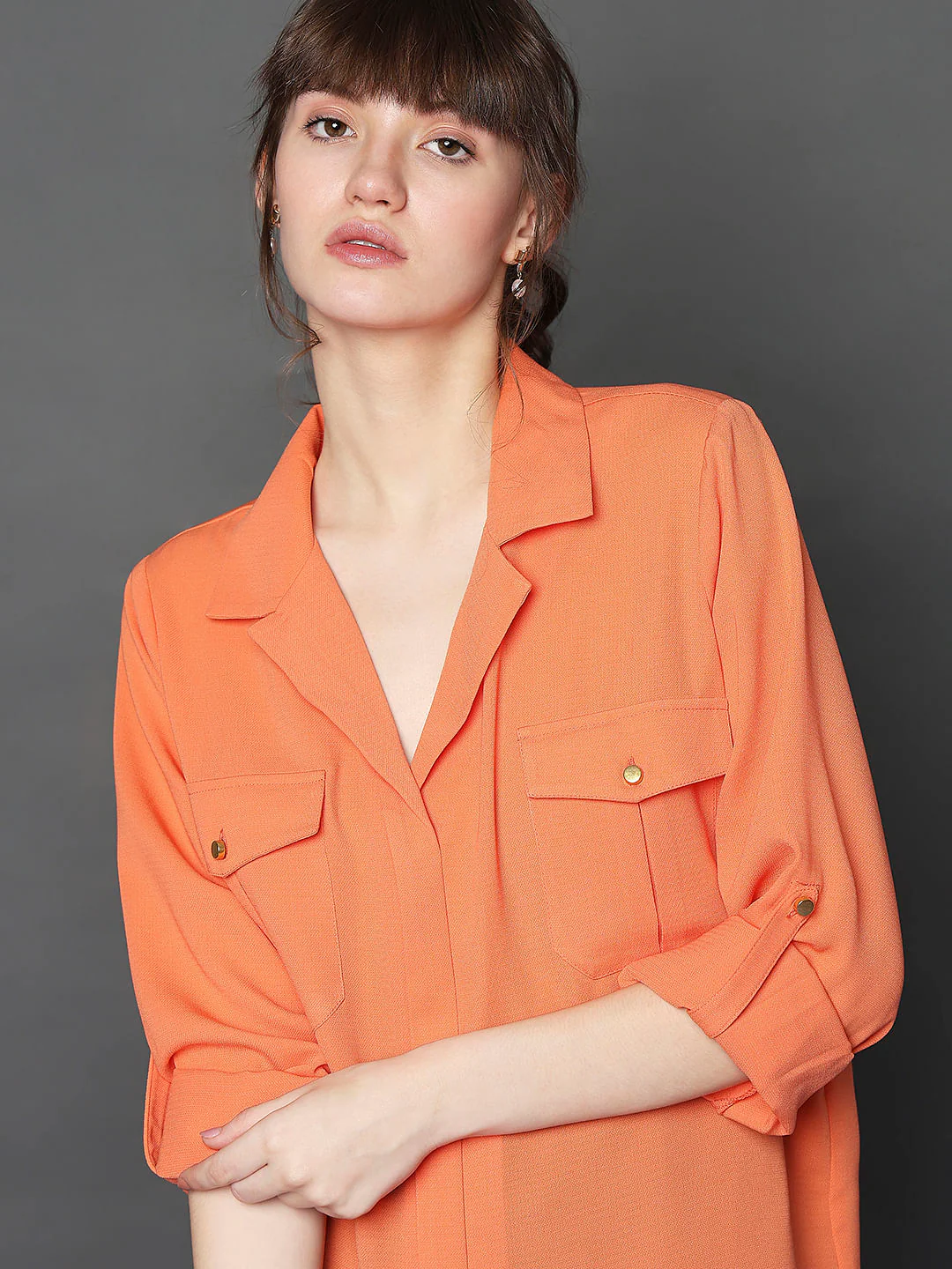 Coral Utility Pockets Shirt - Image 6