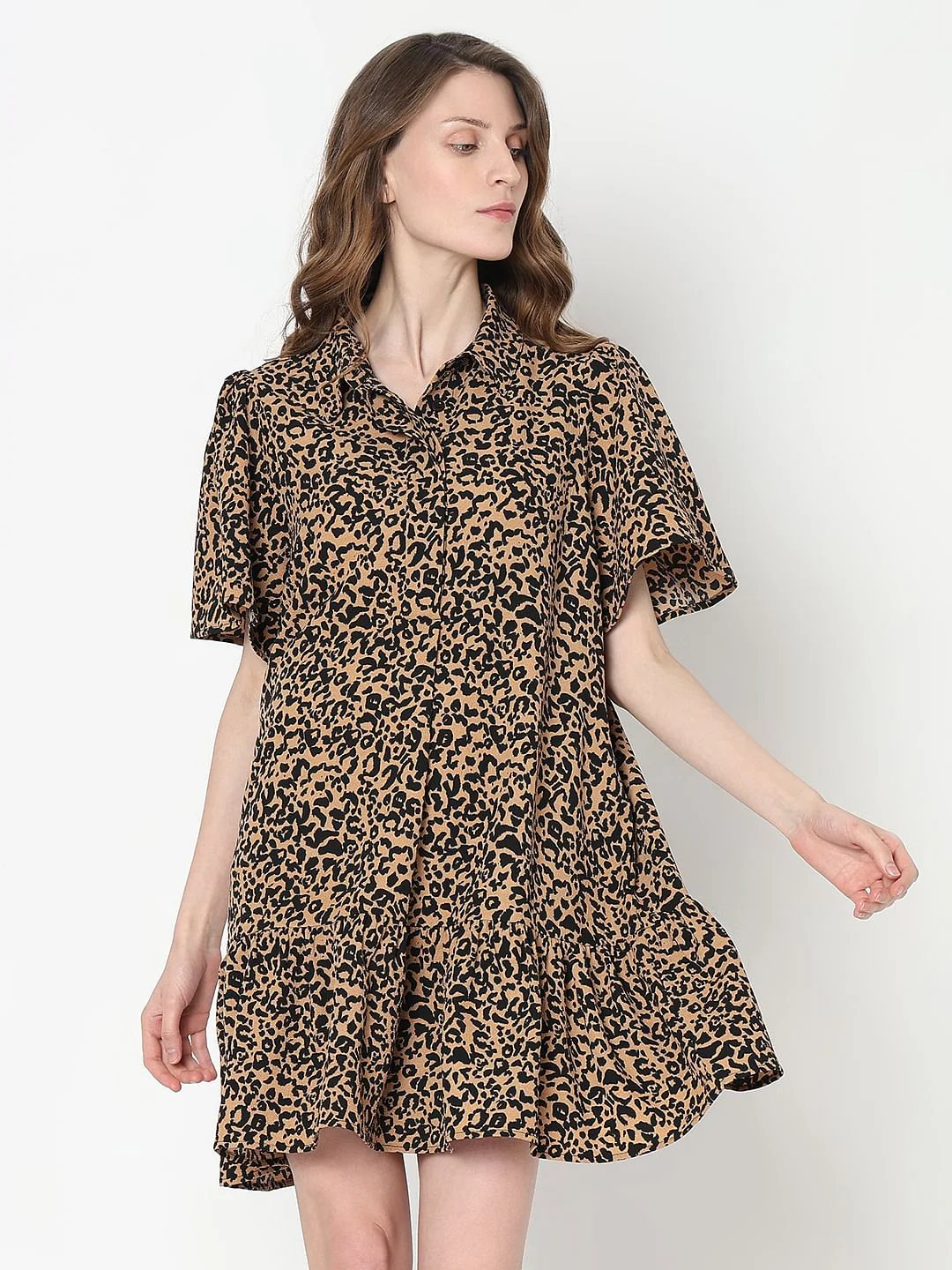 Brown Animal Print Shirt Dress - Image 2