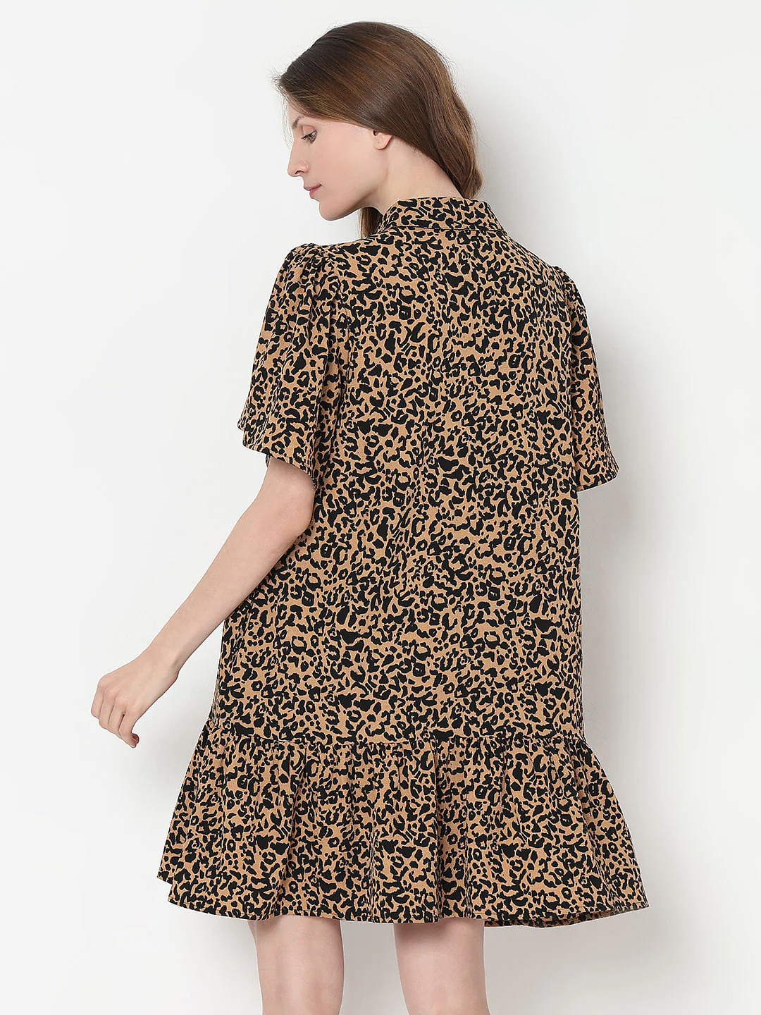 Brown Animal Print Shirt Dress - Image 4
