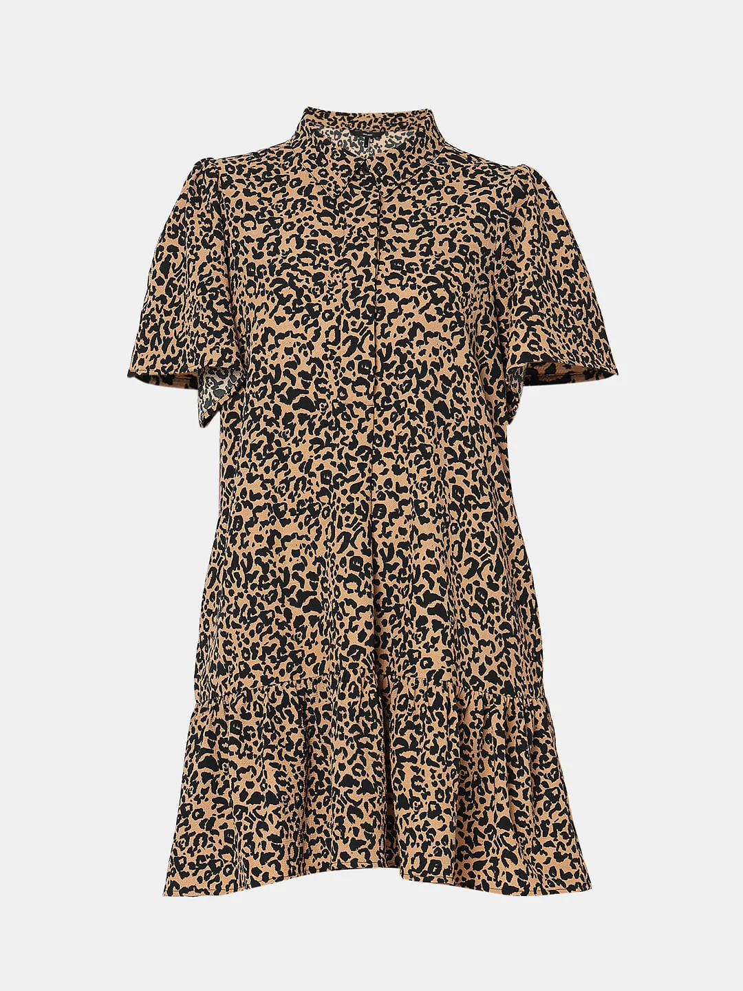 Brown Animal Print Shirt Dress - Image 7