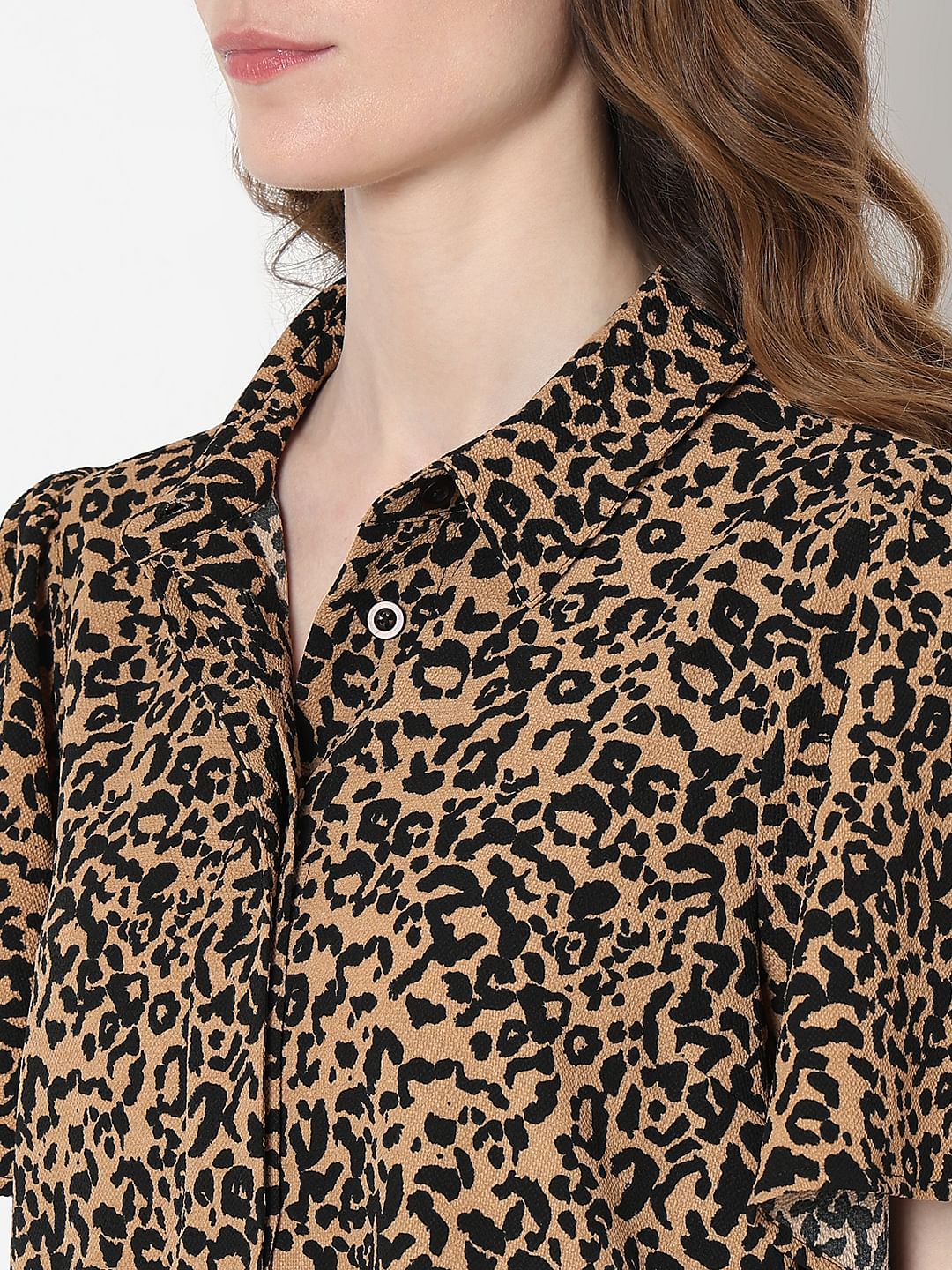 Brown Animal Print Shirt Dress - Image 8
