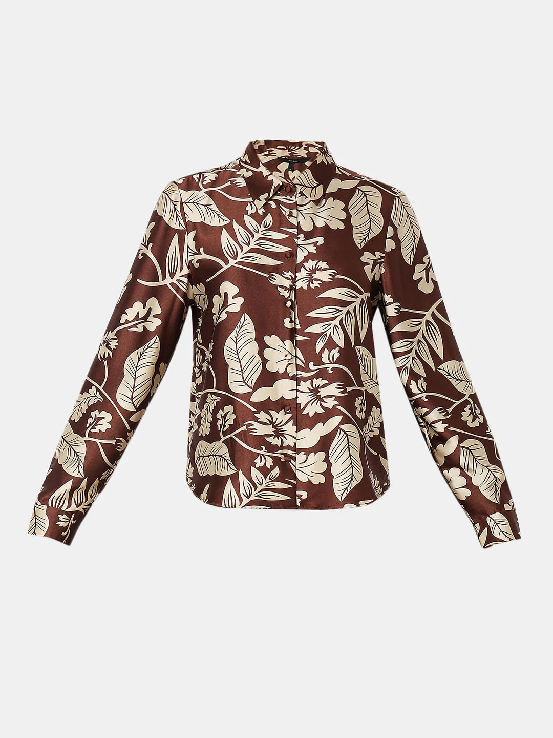 Brown Printed Satin Co-Ord Set Shirt - Image 7