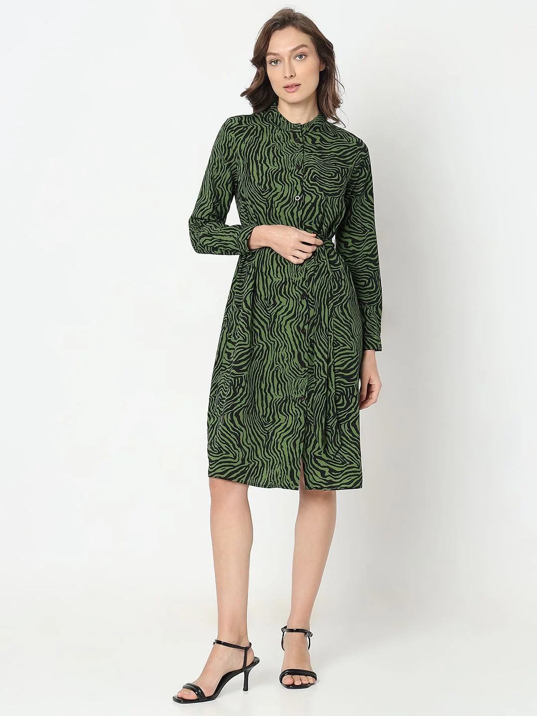 Green Printed Shift Dress - Image 5
