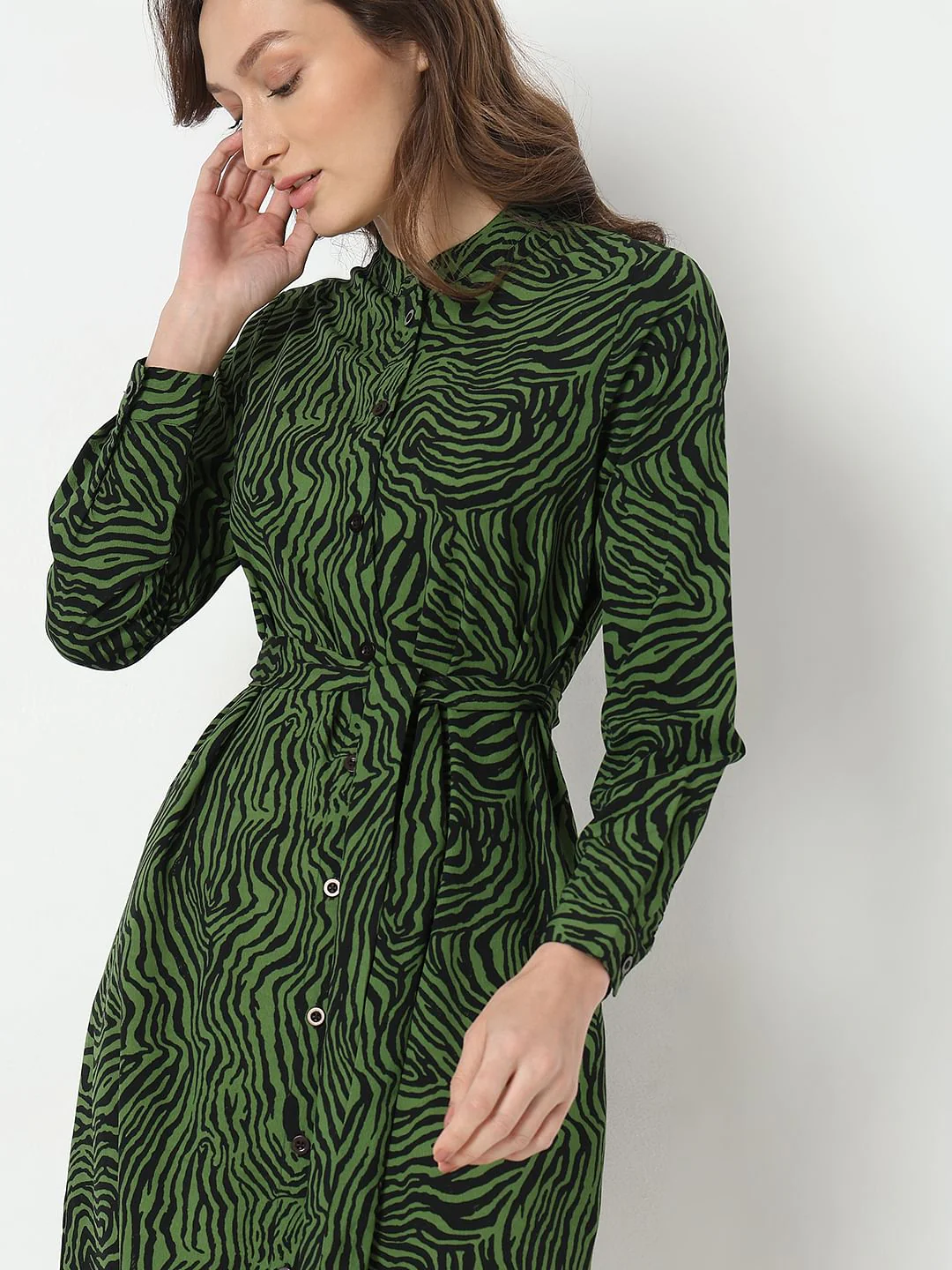 Green Printed Shift Dress - Image 6
