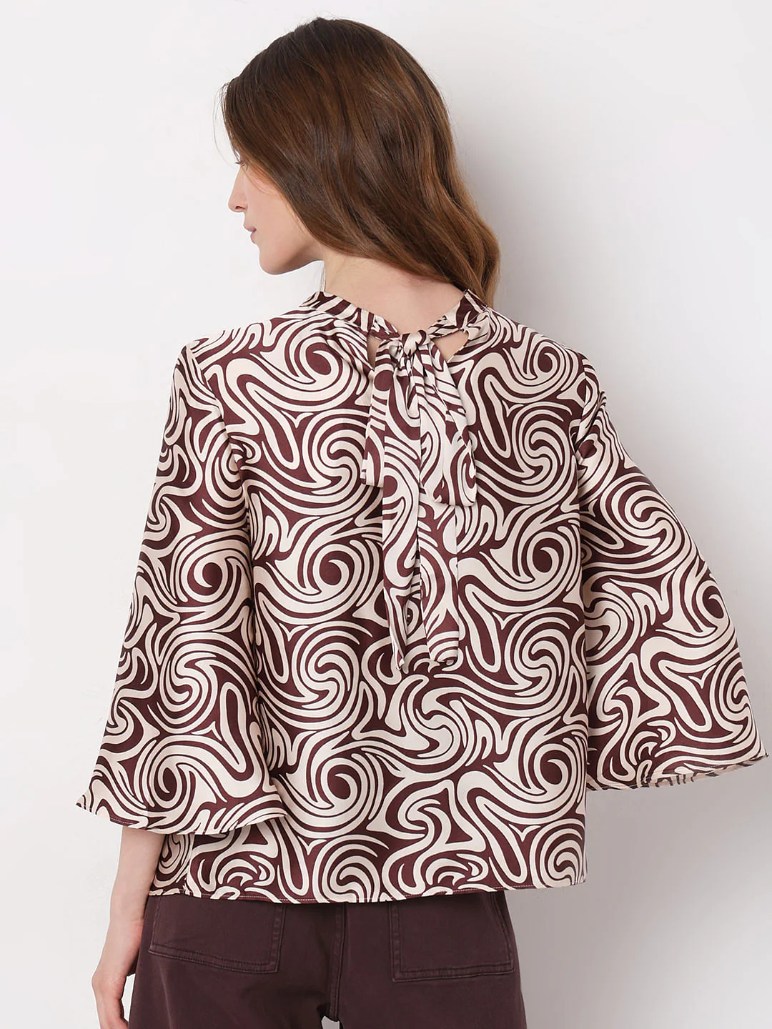 Brown & White Printed Top - Image 4