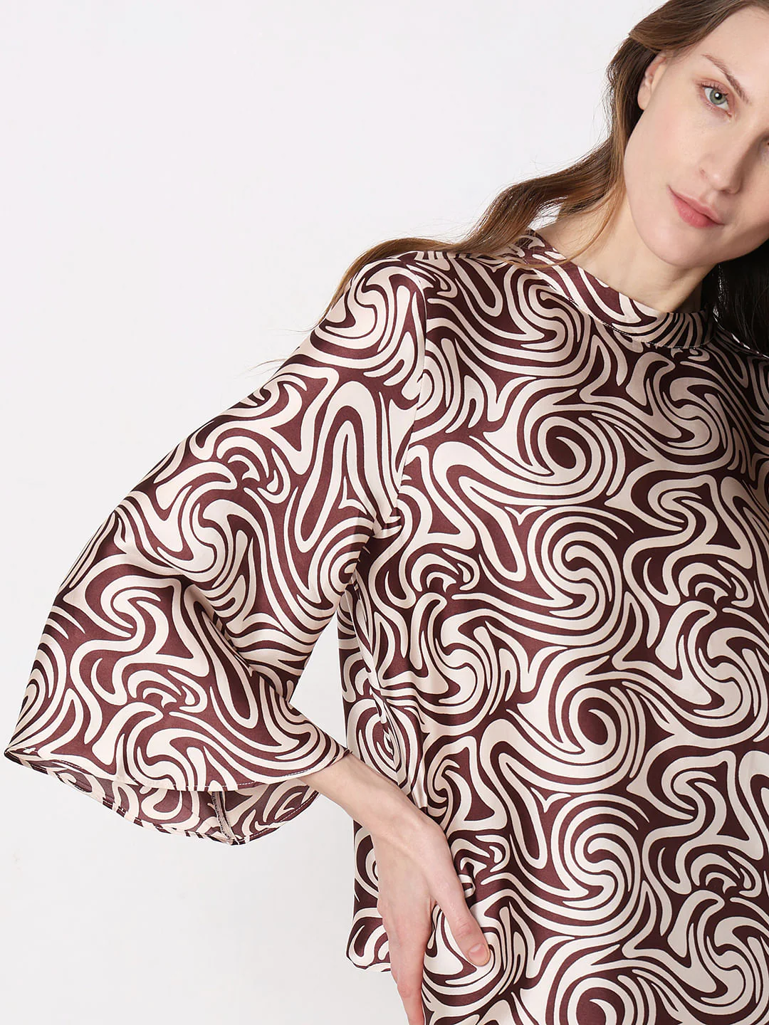Brown & White Printed Top - Image 6