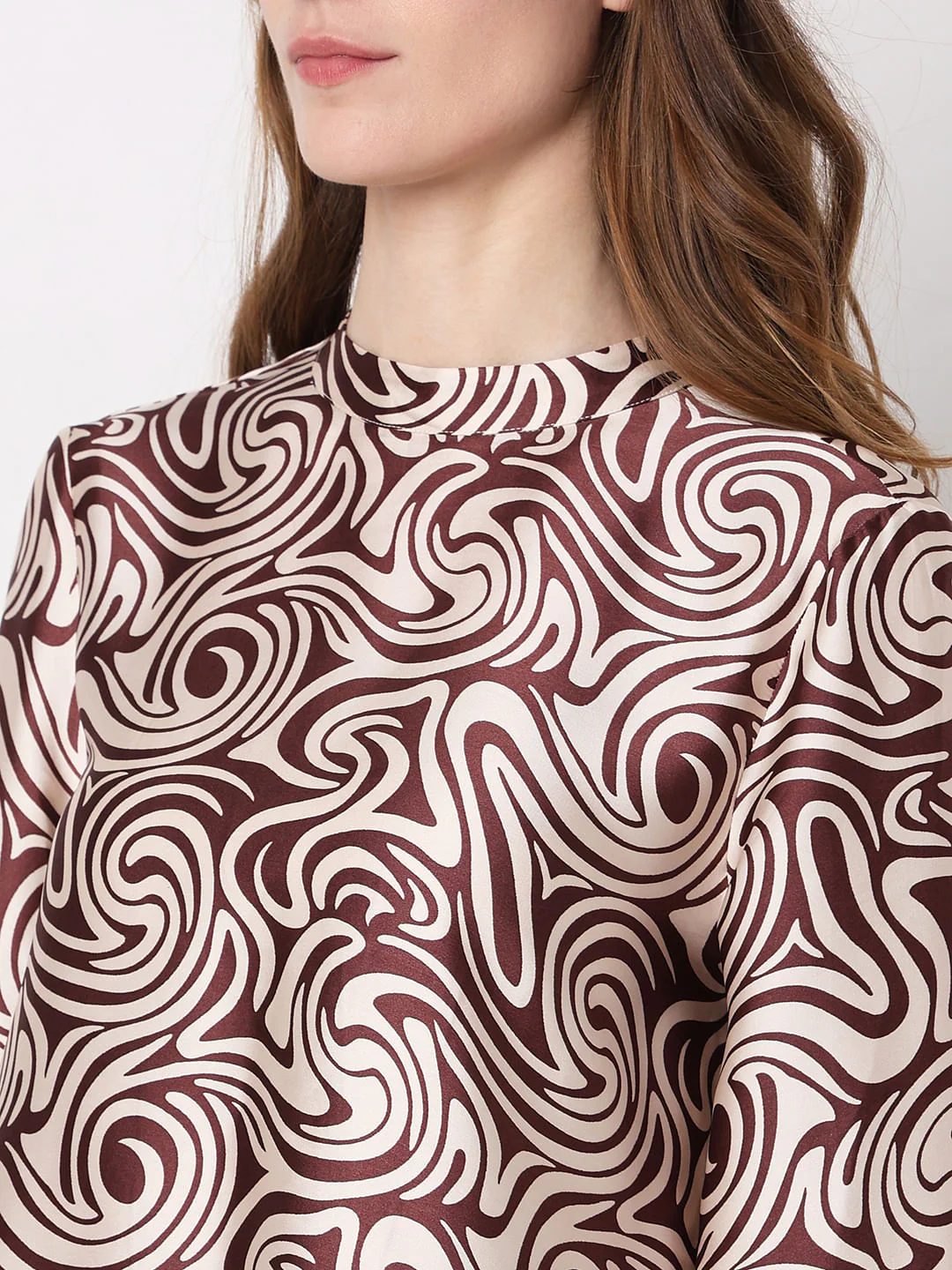 Brown & White Printed Top - Image 8