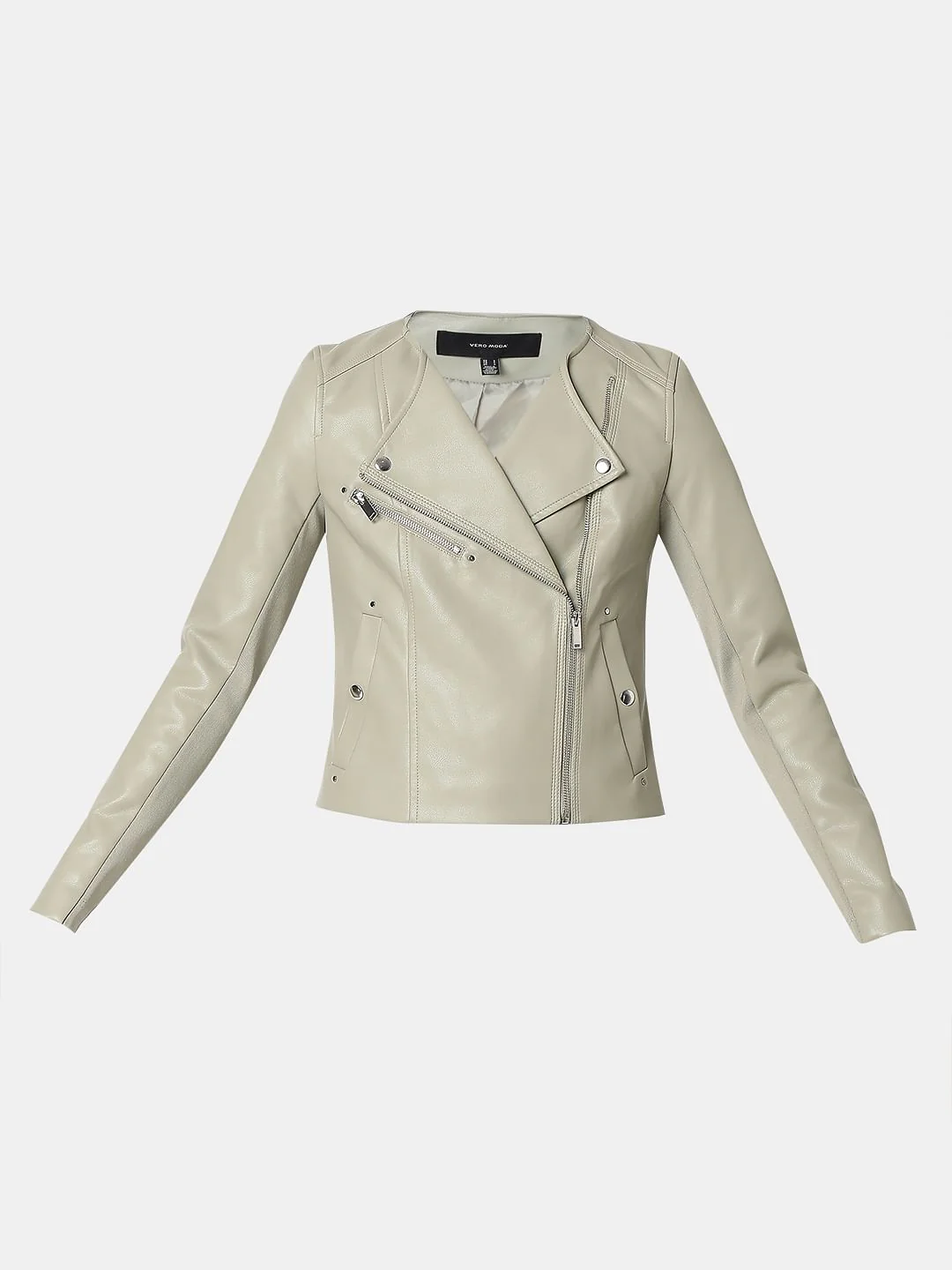 Sage Green Pu Biker Jacket - Image 7