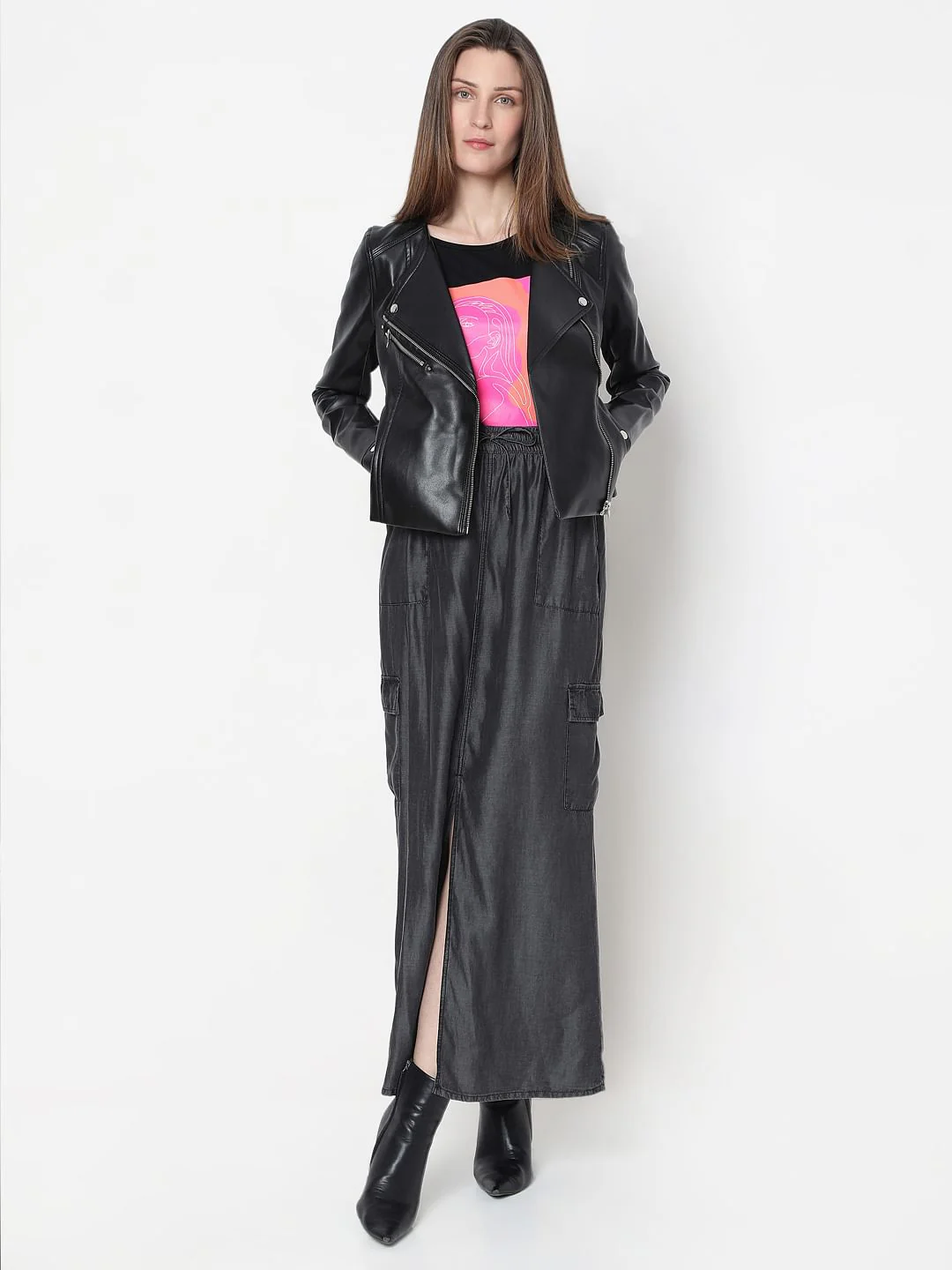 Black Pu Biker Jacket - Image 5