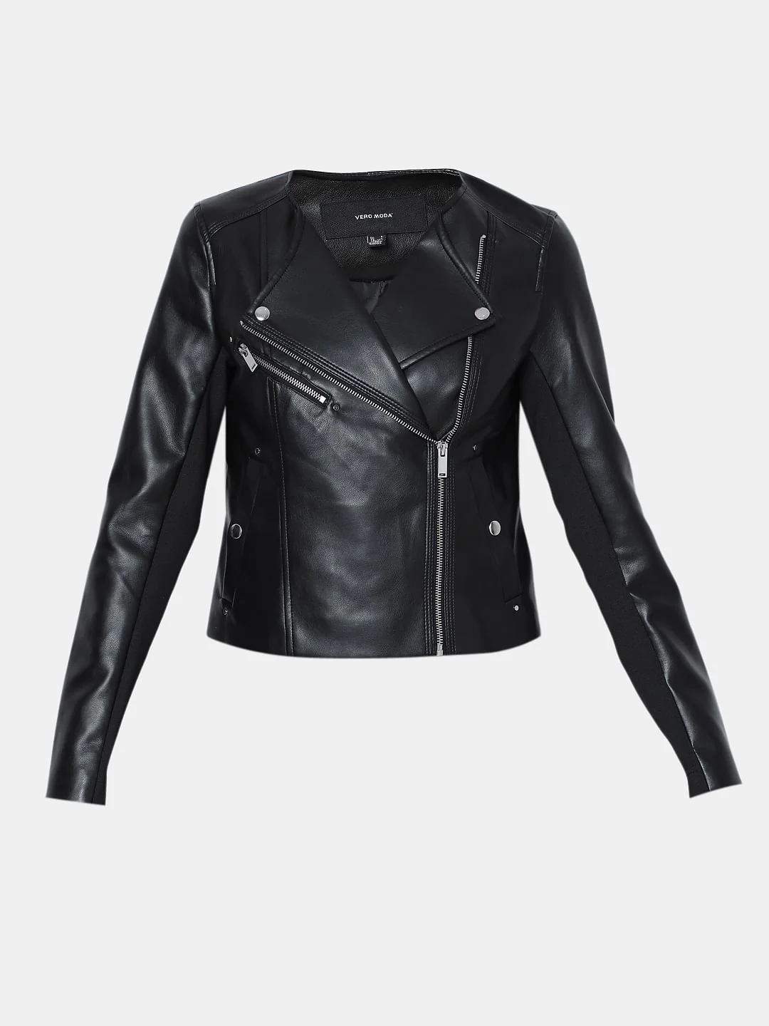 Black Pu Biker Jacket - Image 7
